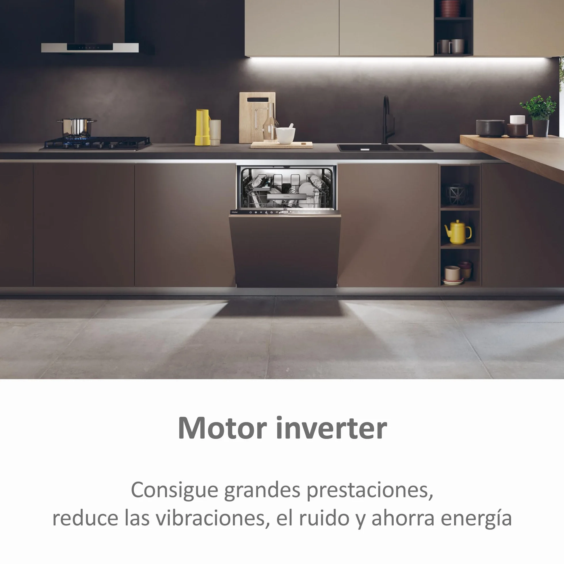 Haier Lavavajillas Integrable 60 cm 14 Servicios Washlens Plus Clase C 44 dB WiFi hOn Motor Inverter ABT Antibacterias 10 Programas Smart AI AquaStop Apertura Automática