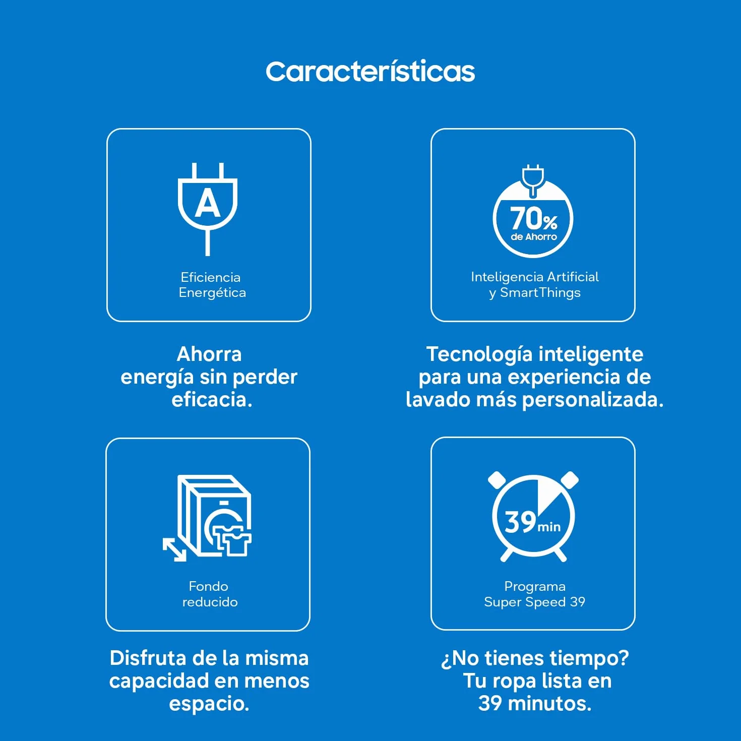 Samsung Lavadora AI con fondo reducido 8kg AI EcoBubble™ Clase A Blanca WW80FG5L32AEEC