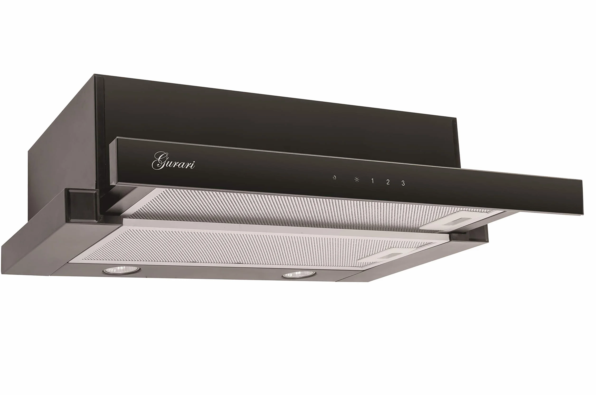 Gurari GCH 117 BL • Campana Extractora Empotrable • 60cm • 1000 m³/h • Iluminación LED • Vidrio Negro • Evacuación y Circulación