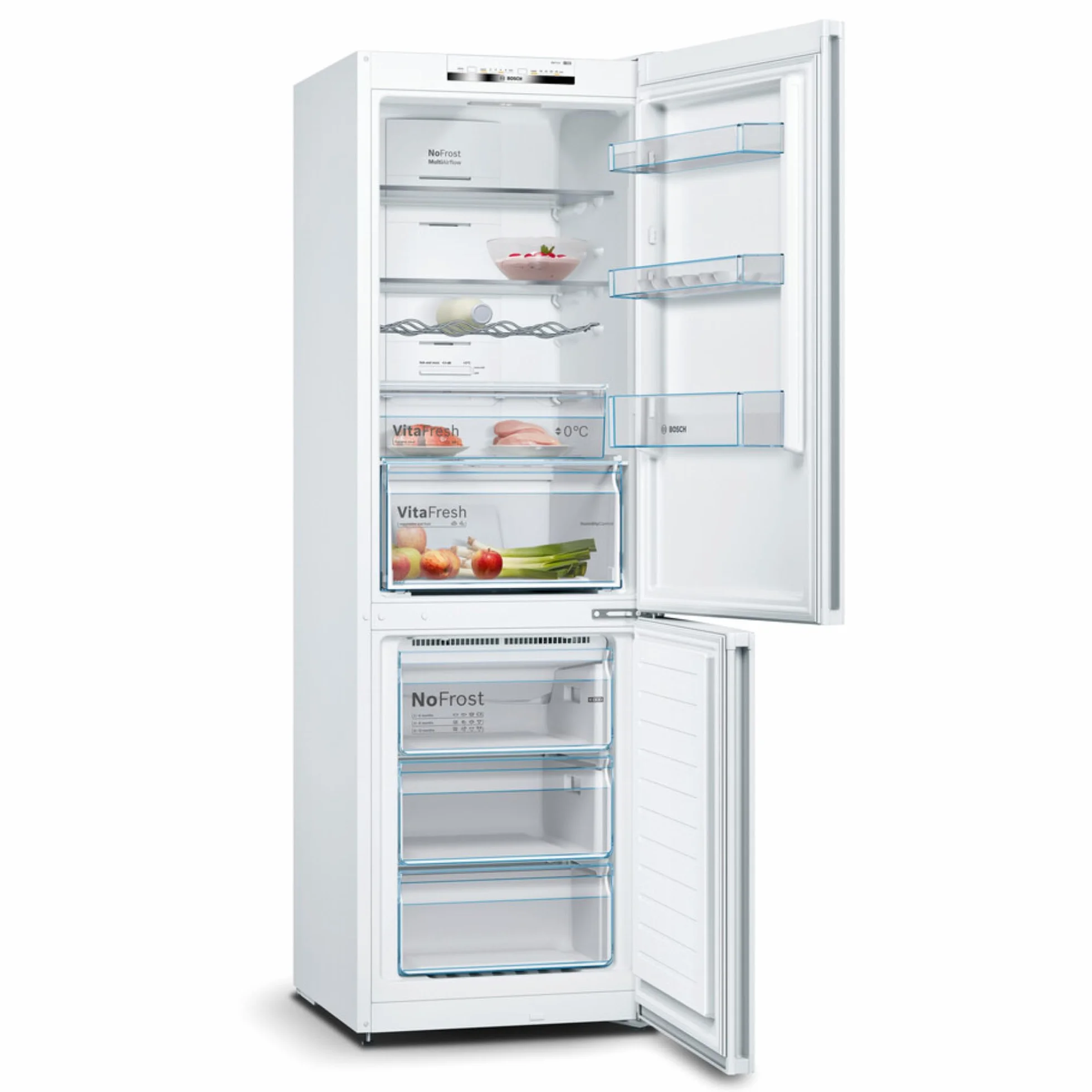 Bosch - Frigorífico Combinado, Libre Instalación, Serie 4, 60 cm de ancho, Total NoFrost, Blanco, KGN362WED