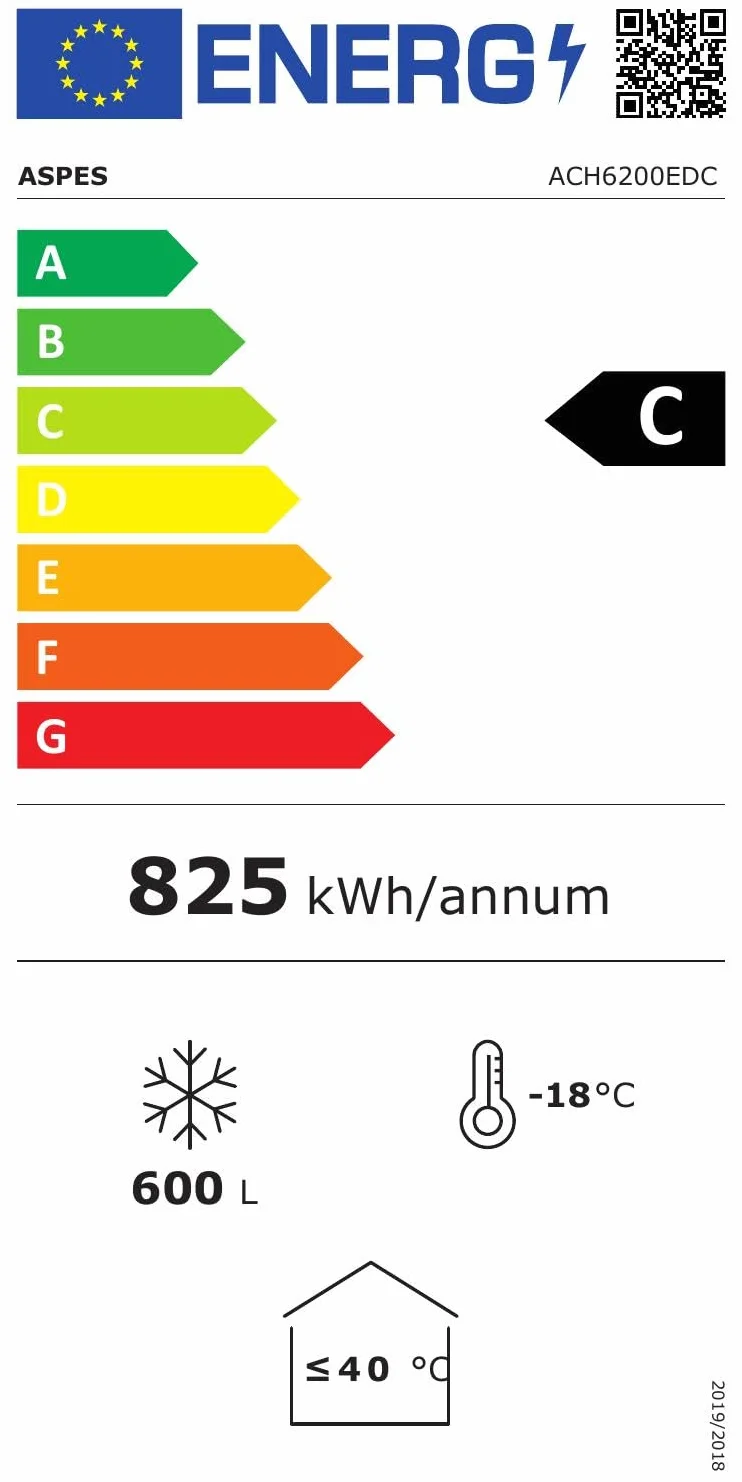 Aspes Congelador horizontal Blanco ACH6200EDC. Capacidad 600 Litros, Dual Cooling, 2 Cestas, Bajo nivel Sonoro, Eficiencia Energética Clase C