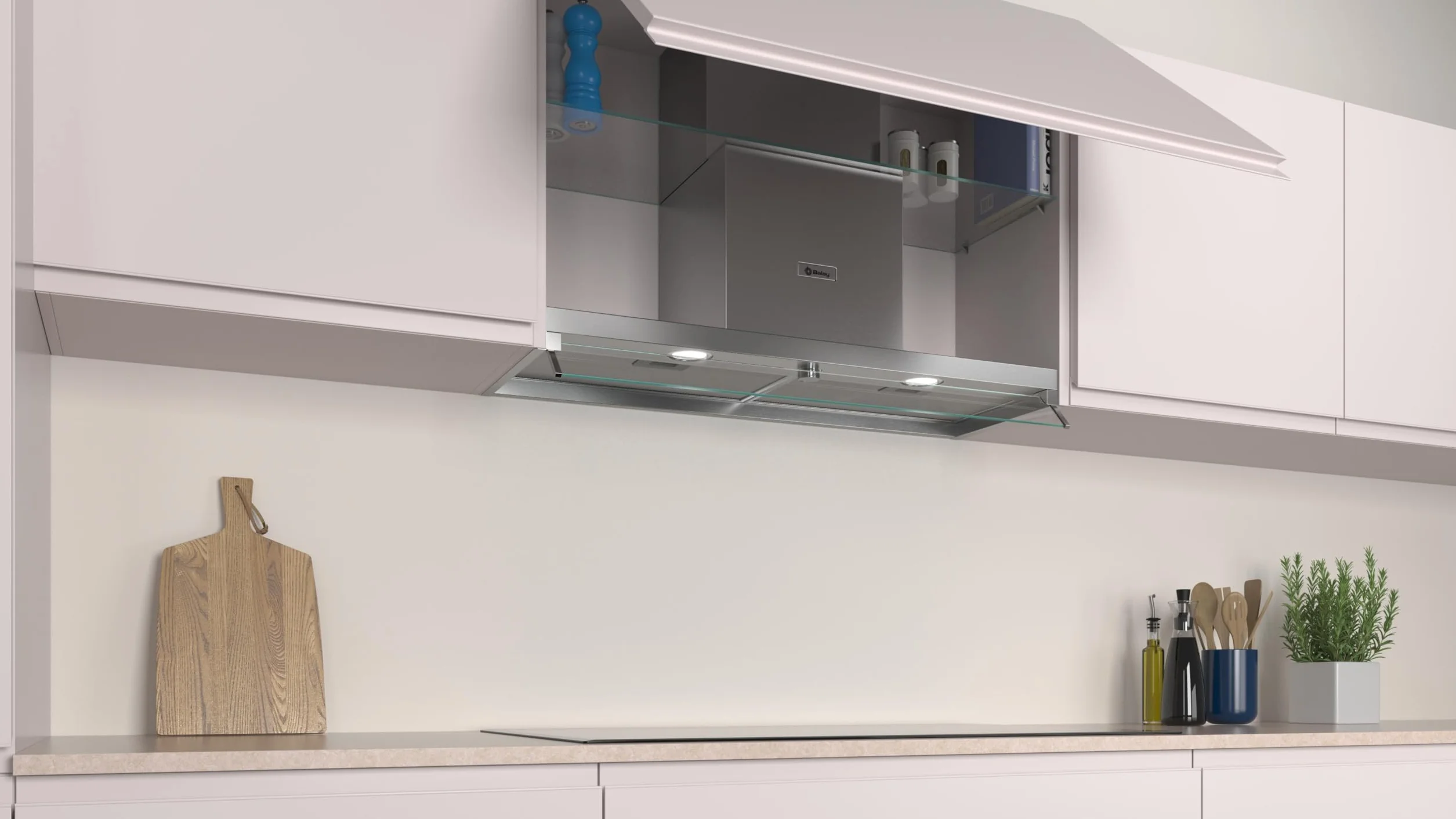Balay – Campana Extractora Decorativa Integrable, 90 cm de ancho, 3 potencias de extracción, Instalación en Salida de Humos o Recirculación, Acero Inoxidable, 3BD896MX