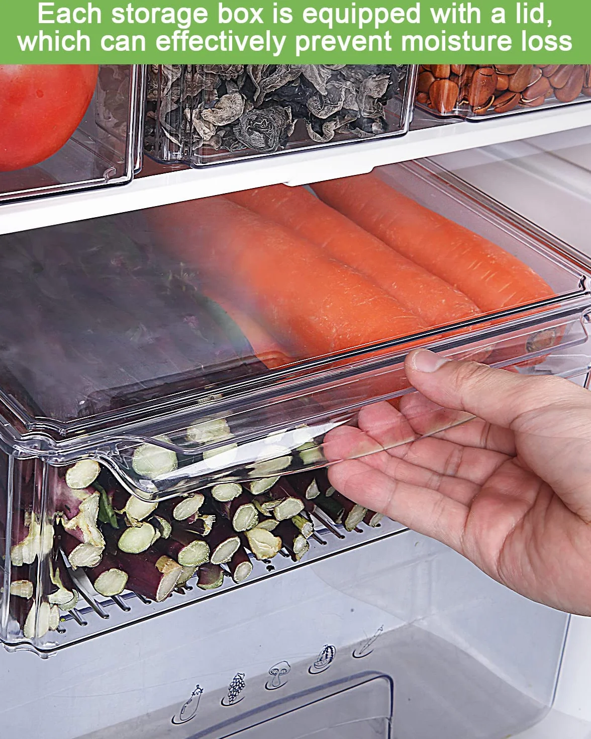 Organizador frigorifico Juego de 10,Recipiente para Guardar Alimentos Organizadores de Nevera Caja de Almacenaje Caja de plástico para 10 latas de Bebida, Organizador de Nevera, Transparente