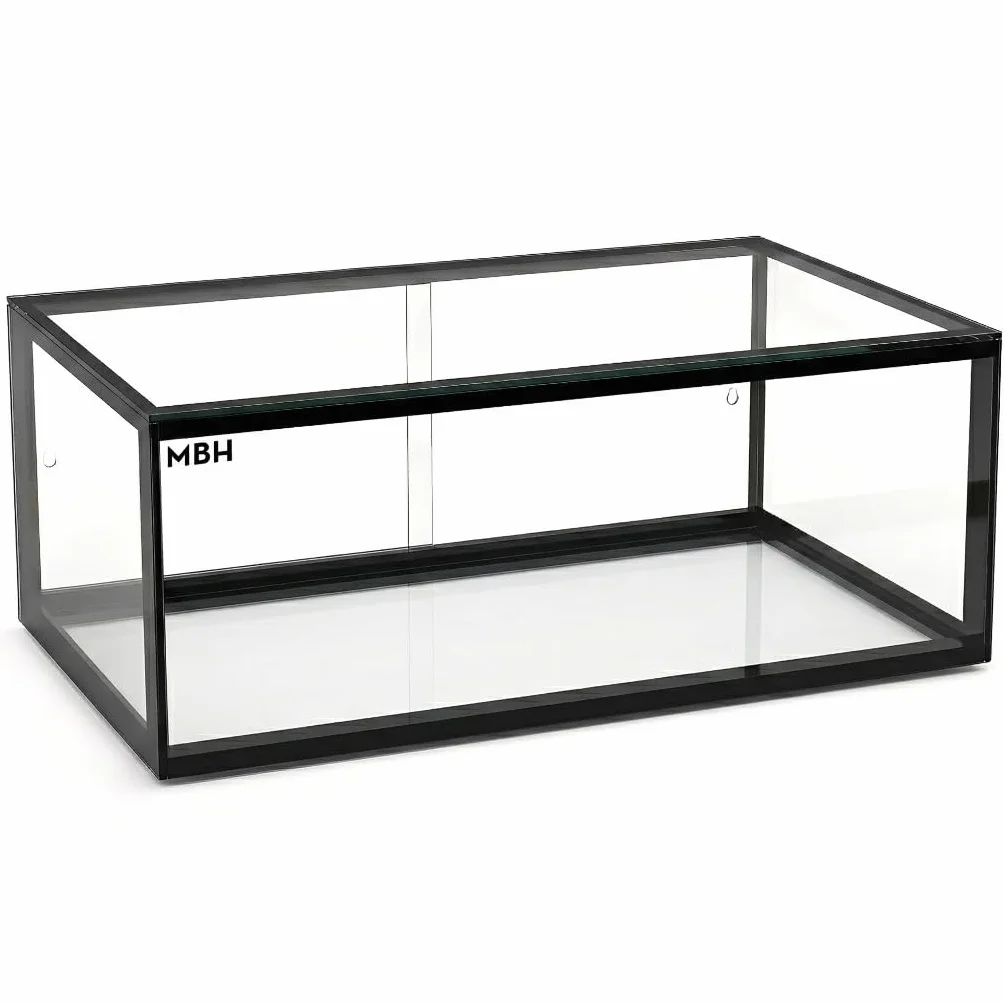 MBH - Vitrina Expositora Neutra de Sobremostrador 55x33 cm, Cristal Recto Templado, 1 Piso, sin Iluminación LED, Puertas Traseras Correderas, para Bar, Cafetería, Restaurante, Bollería y Repostería.