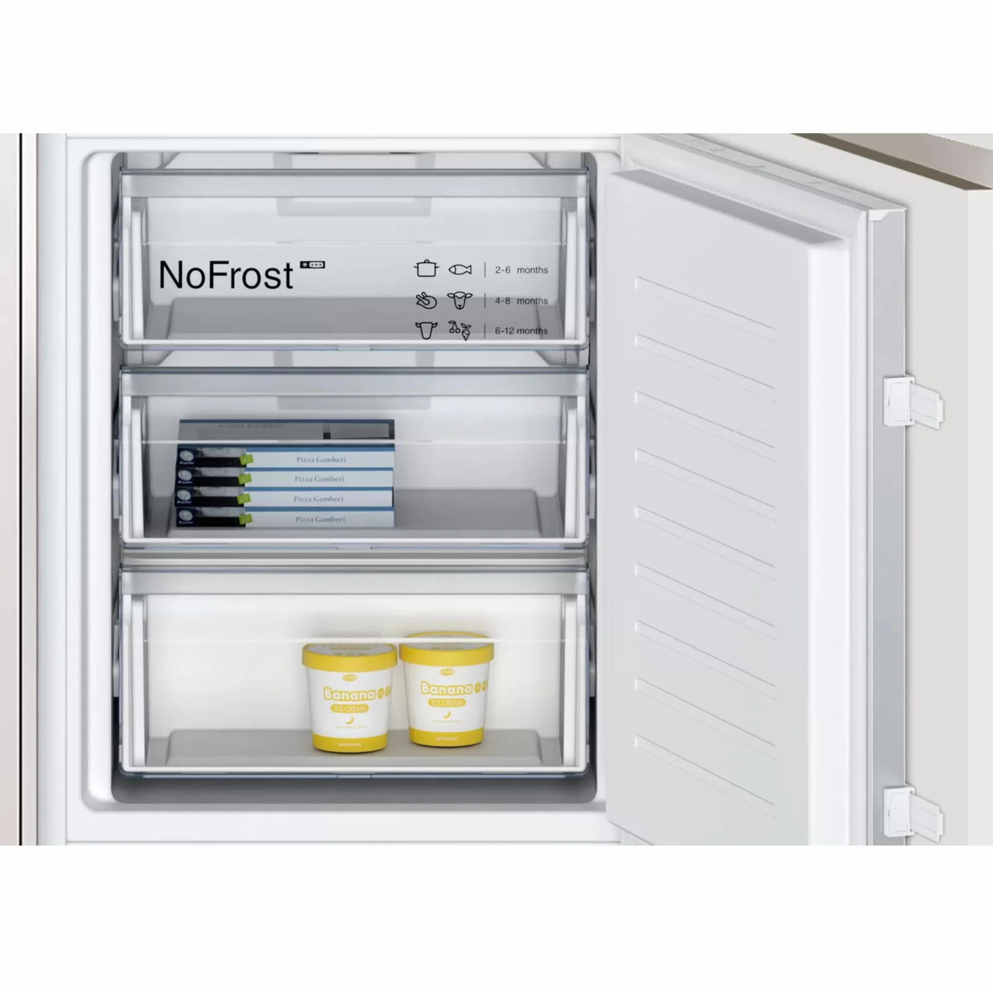 Balay - Frigorífico Combi Integrable, Puerta Deslizante, NoFrost, Cajón Fresh, 260 litros, 3KIE712F