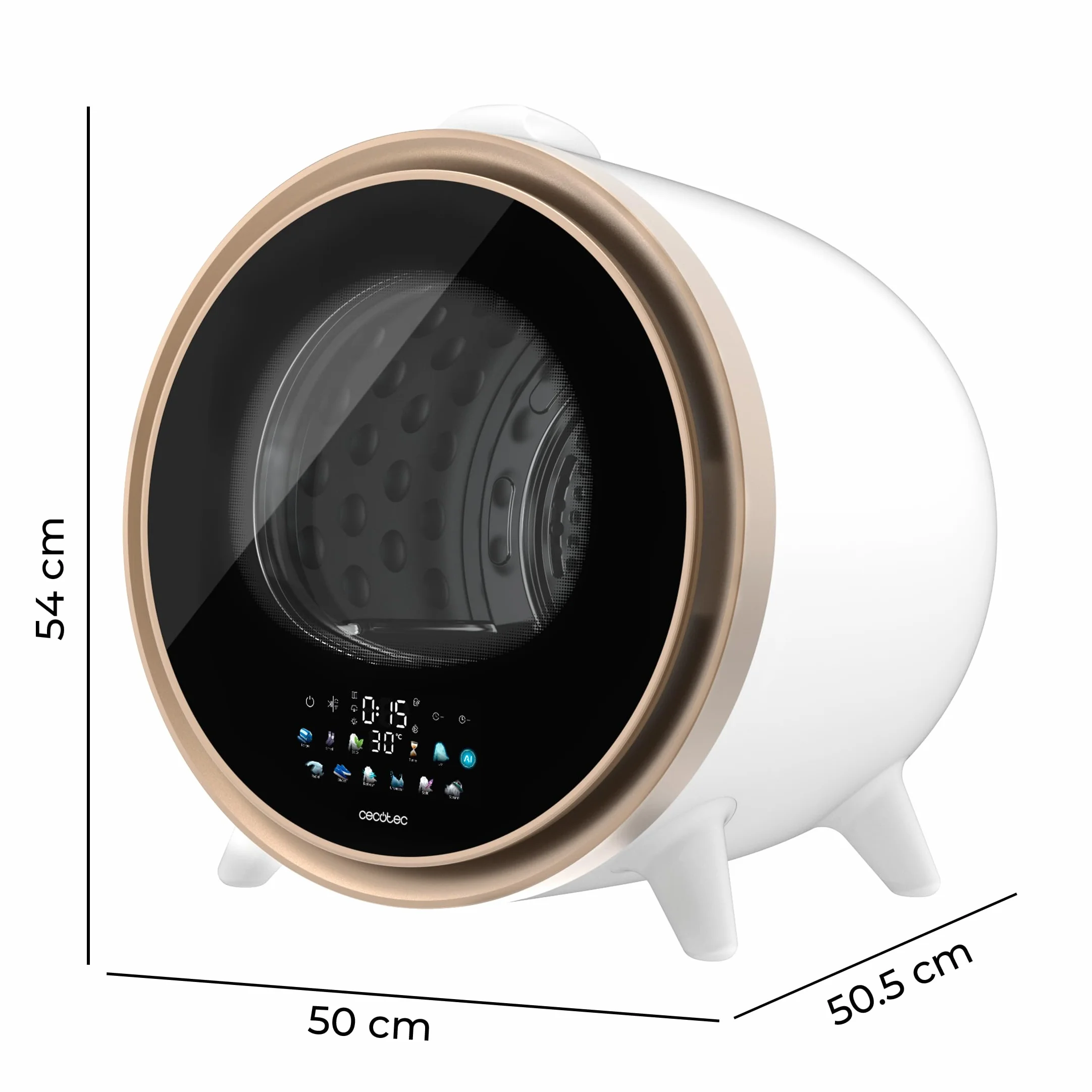 Cecotec Secadora Compacta de Evacuación 3Kg Bolero DressCode Dry 3600V. 12 Programas, Secado Automático Inteligente, Pantalla FullColor, Función UV Care, Dry Shoe Pro, Delay Start, Blanca