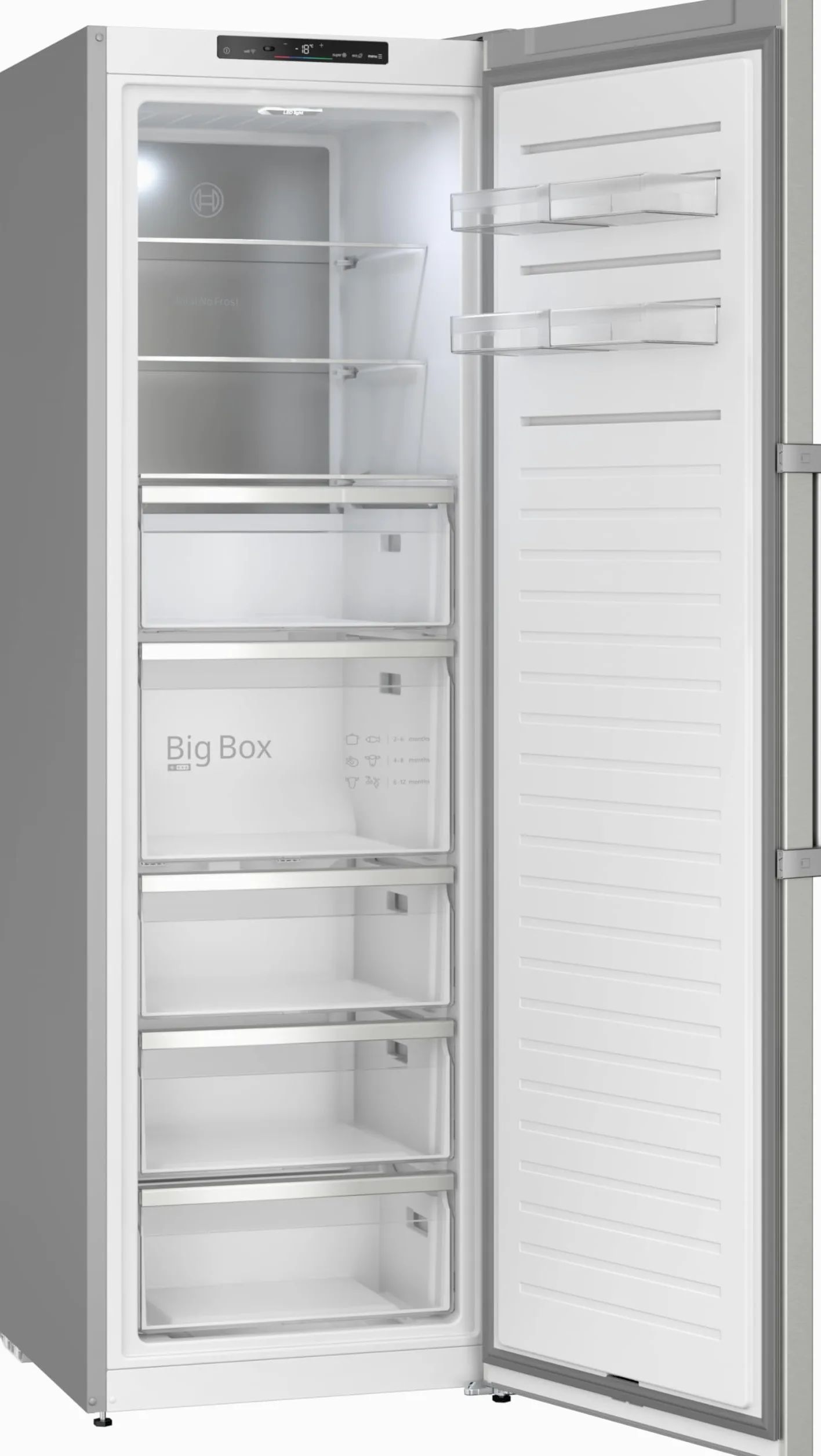 Bosch Serie 6 - Congelador independiente de 186,2 x 59,5 cm, GSN36AICM, capacidad útil de 334 L, total no Frost, iluminación LED, estantes flexibles para puertas, funcionamiento silencioso, conexión