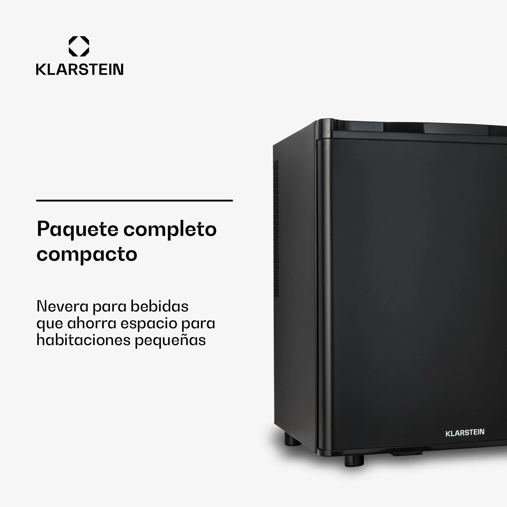 KLARSTEIN Happy Hour Mini Nevera para Dormitorio, Nevera Pequeña para Bebida y Comida, Neveras Pequeñas Iluminación Interior, Estantes Ajustables, para Habitaciones. Oficina, Camping, 6-18°C, 45L