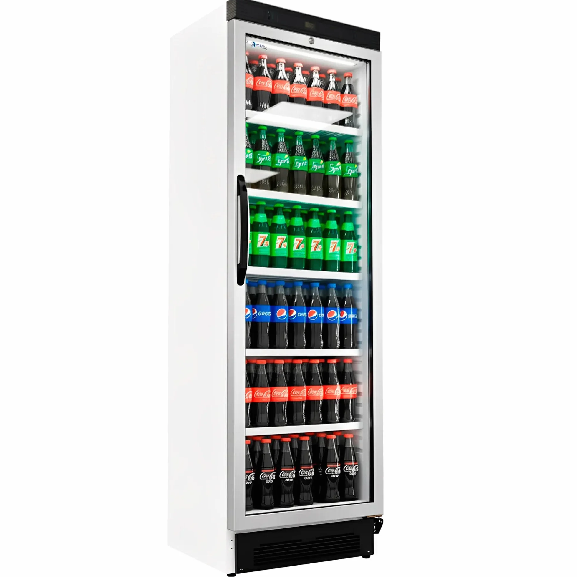 MBH - Nevera expositora vertical profesional blanca con puerta de cristal para hostelería. Frigorífico expositor botellero industrial para bebidas.