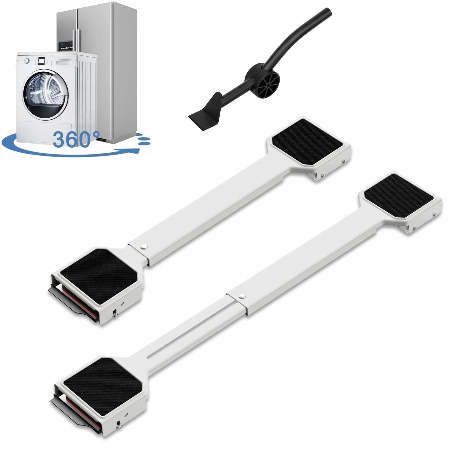 CYFIE Base para Lavadora con Freno, Sistema Deslizante Extensible 360° para Lavadora, Secadora, Frigorífico, Carga 300 kg, Blanco