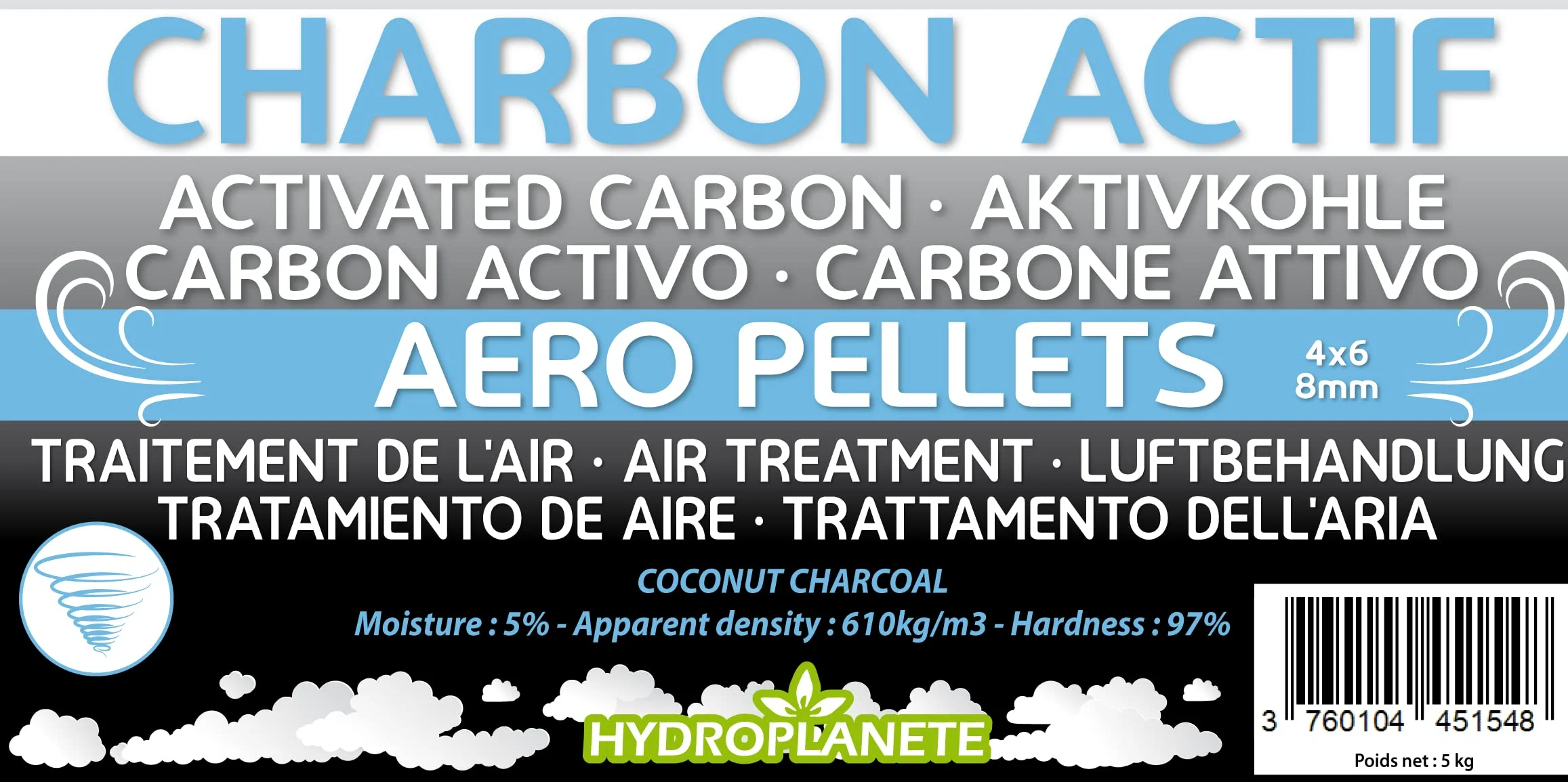 Carbón Activo - en bolsa de 1 kg/2 kg, cubo de 5 kg/10 kg, bolsa de 25kg | Granulado de Alta Pureza, Purificación y Filtración del aire, Filtro de Carbón, Acuario, Bodegas, Campana de cocina...