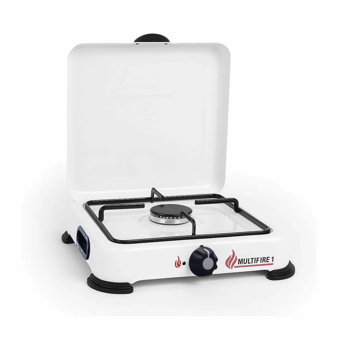 INTEC - Cocina de gas portátil de 1 quemador 1500W Cocina de gas butano o propano Tapa lacada blanca