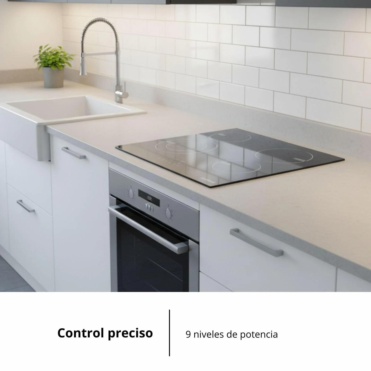 Corberó Placa Vitrocerámica CCVG4645 4 Zonas 6400W Control Táctil Negro
