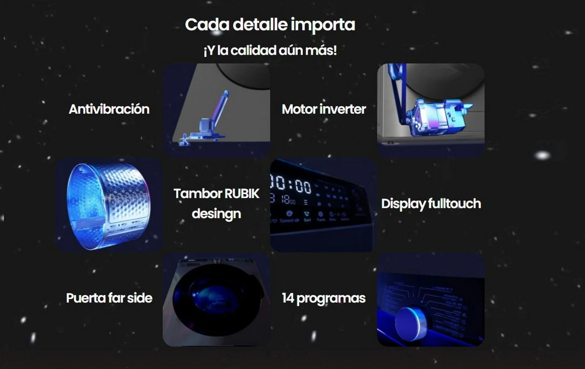 INFINITON Lavadora Carga Frontal WM-G124ADX, 12 kg, 1400 rpm, INVERTER, VAPOR CARE,ADD CLOTHING, 14 Programas, A, Silent mode, Inox