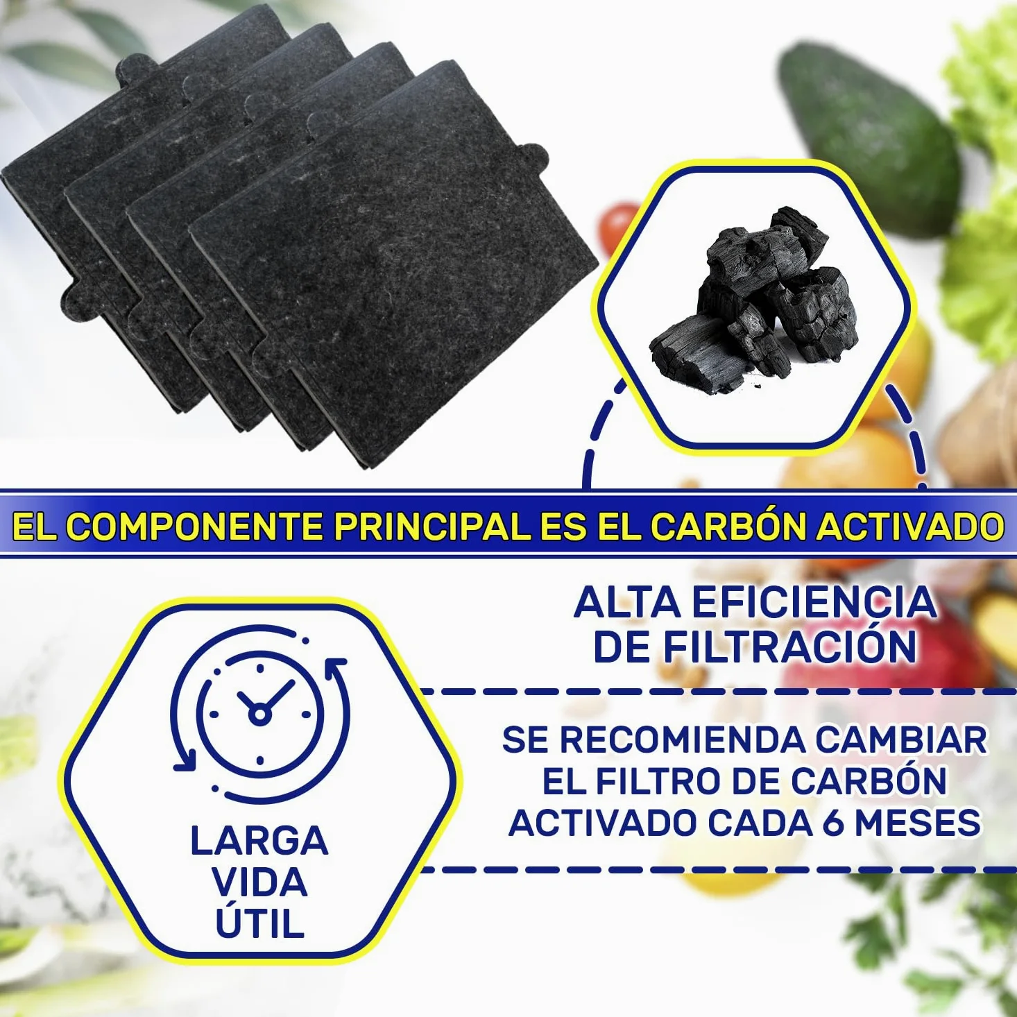 4 Piezas Filtro Carbon Activo para Campana Extractora modelos DKF12-1 DKF121 288x242x20 mm con Código Original 06228731 para Miele - MONTERAL