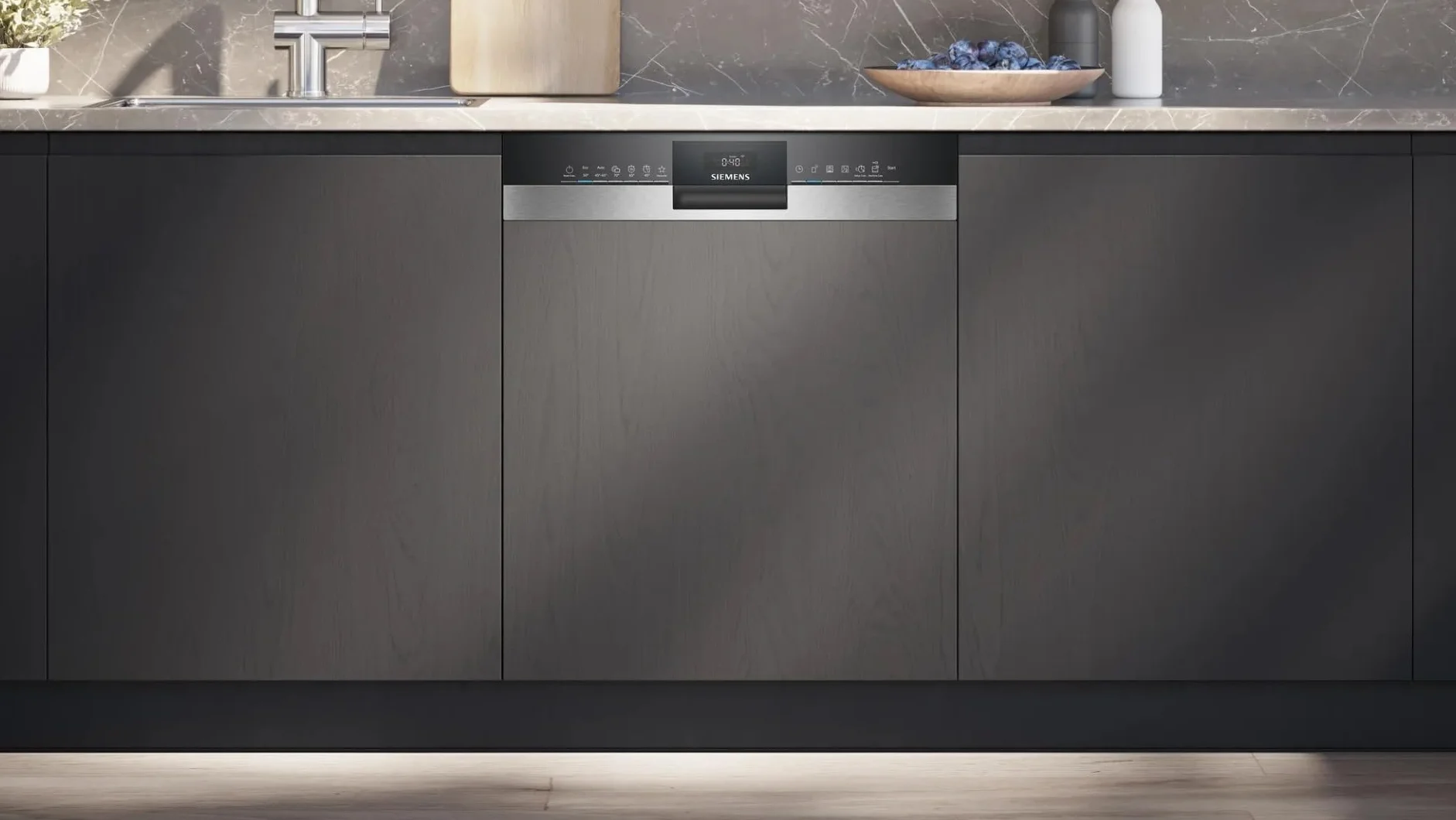 Siemens SN53HS10TE iQ300 - Lavavajillas inteligente parcialmente integrado, 60 cm de ancho, cesta para cubiertos, acero inoxidable, silenciosa con iQdrive, aquaStop, cesta superior regulable en altura