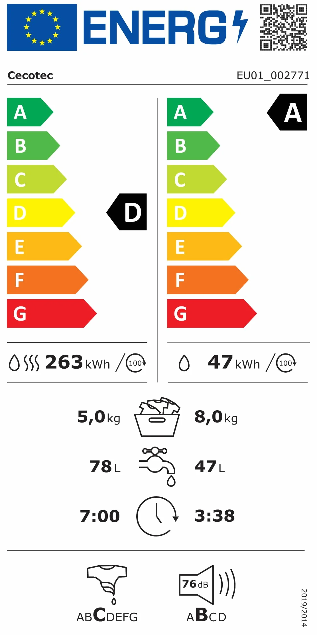 Cecotec Lavadora Secadora Carga Frontal 8Kg-5Kg Bolero Wash&Dry 8580 Inverter Steel B. 1400 rpm, 16 programas, Motor Inverter Plus, Clase A, Fuzzy Logic, Smooth Wash, SpaCare, Stain Match, Steel