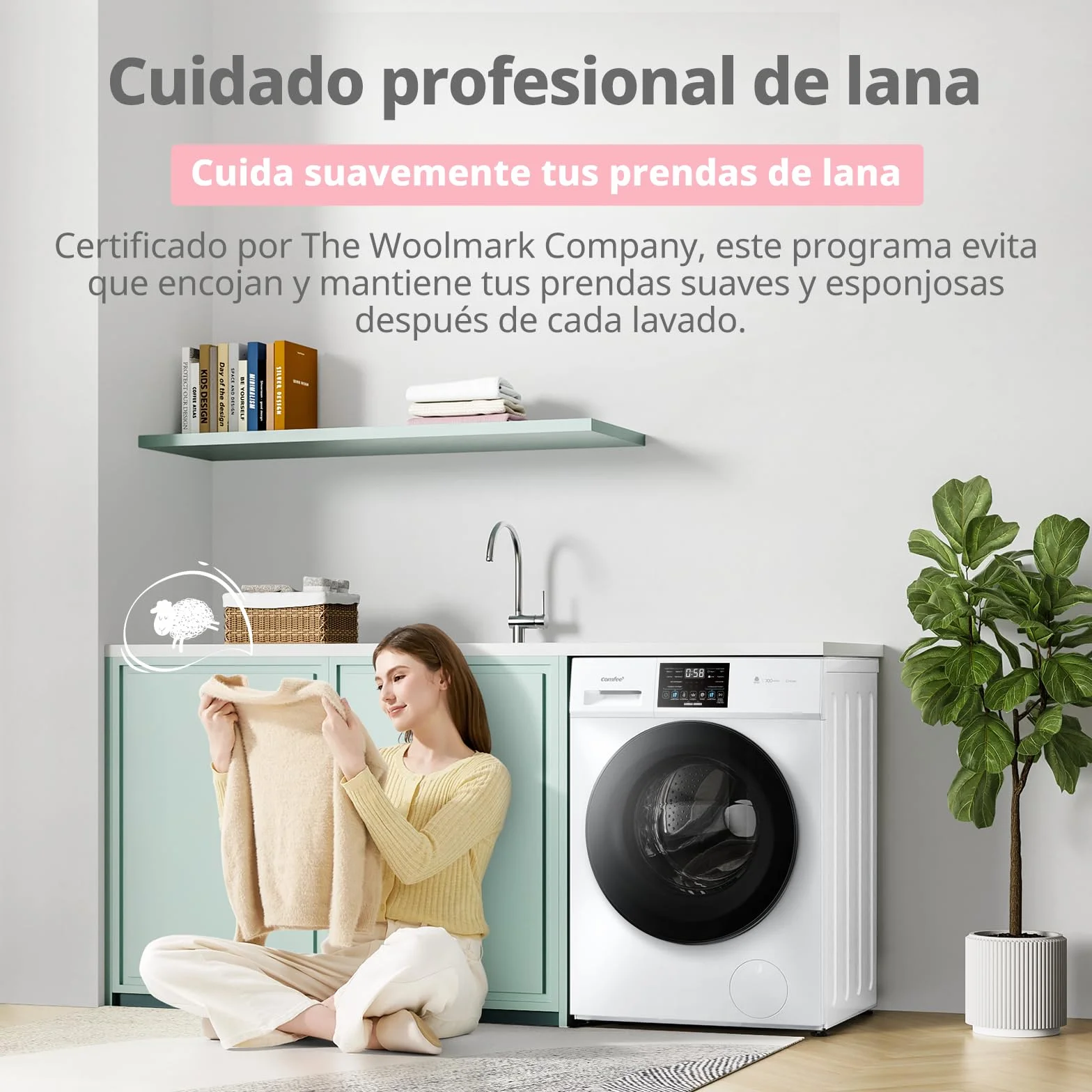 COMFEE' CFP03EW100W-HL Lavadora 10 kg Carga Frontal Clase A Vapor Motor BLDC Panel Táctil Blanco