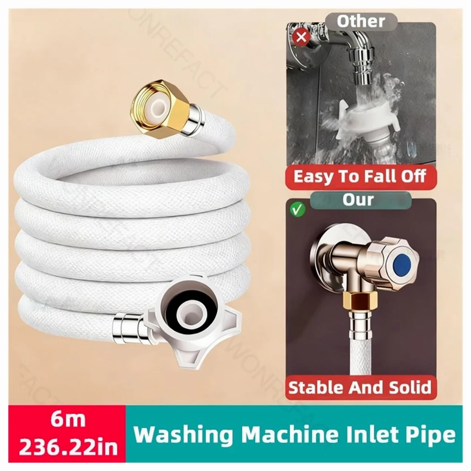 Manguera Extendida Universal A Prueba De Explosiones, Entrada Automática For Lavadora, Manguera De Suministro De Agua Extendida Con Cabezal Antideslizante Roscado(6m)