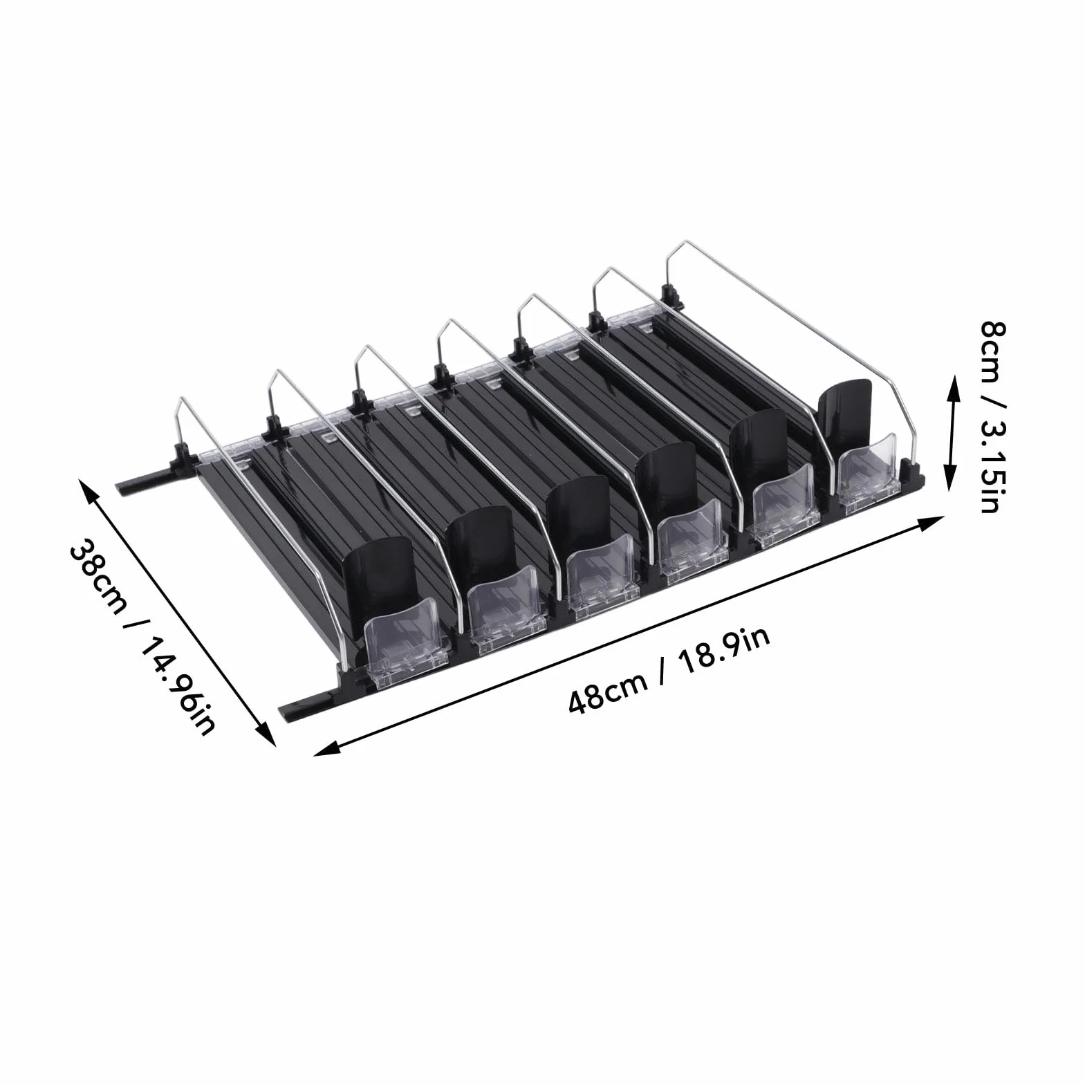 Fockety Organizador de Bebidas para frigorífico, Organizador de latas de refresco con Gran Capacidad de Carga y Anchura Ajustable, se Empuja Solo y es fácil de Usar (38cm)