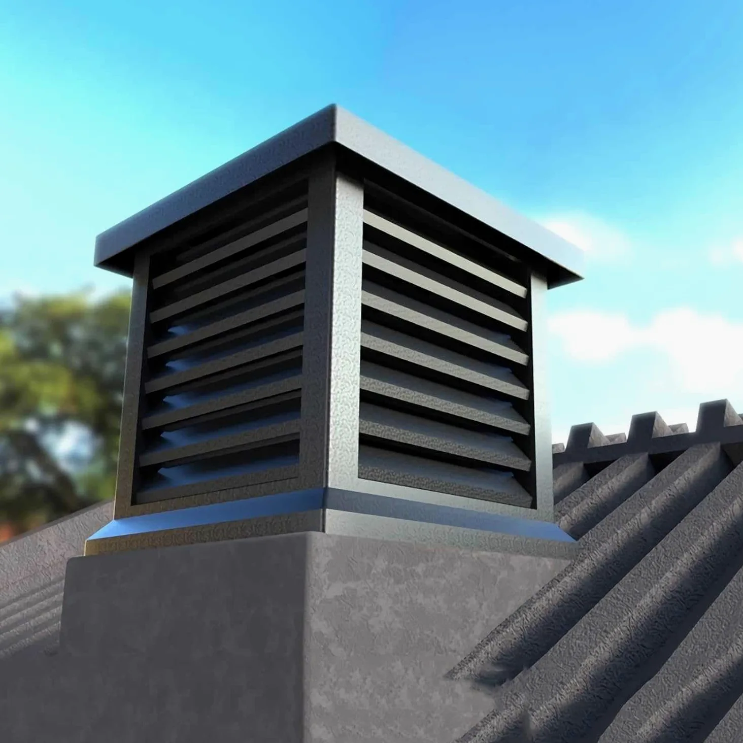 Tapa de ventilación cuadrada de aleación de aluminio duradera, rejilla de lluvia para chimenea al aire libre, cubierta de drenaje de techo eficaz (35 x 35 cm)