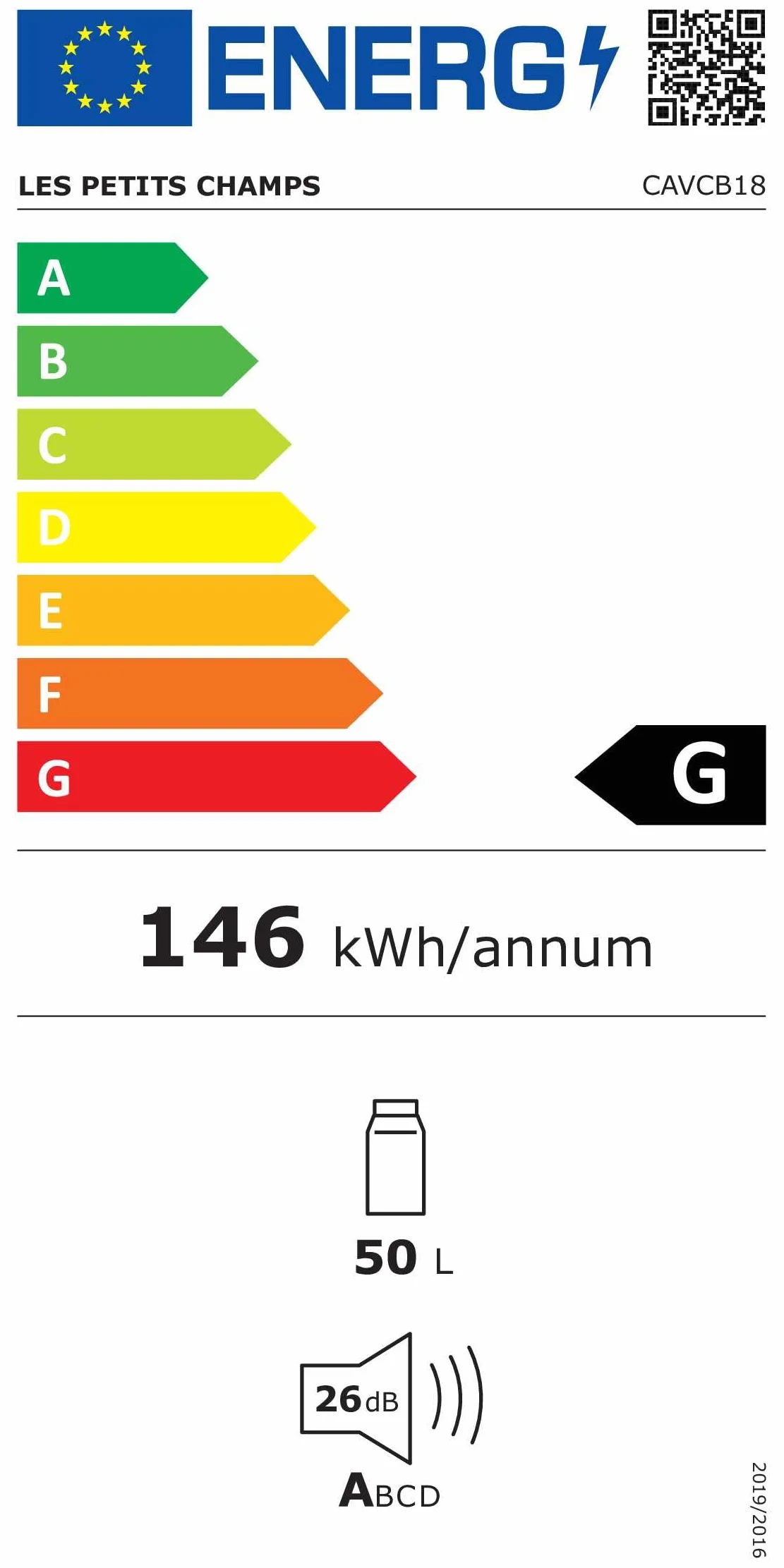 LES PETITS CHAMPS Vinoteca 18 Botellas CAVCB18 Black Edition, 50L, 5 Estantes, Regulable de 11 a 18°C, Enfriamiento Termoeléctrico, Diseño Elegante, LED, Anti-UV