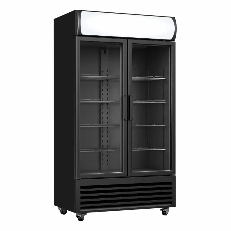 Armario para bebidas profesional refrigerado – 2 puertas acristaladas – 568 litros – Iluminación LED – Canopy publicitario – Temperatura +2°C a +10°C