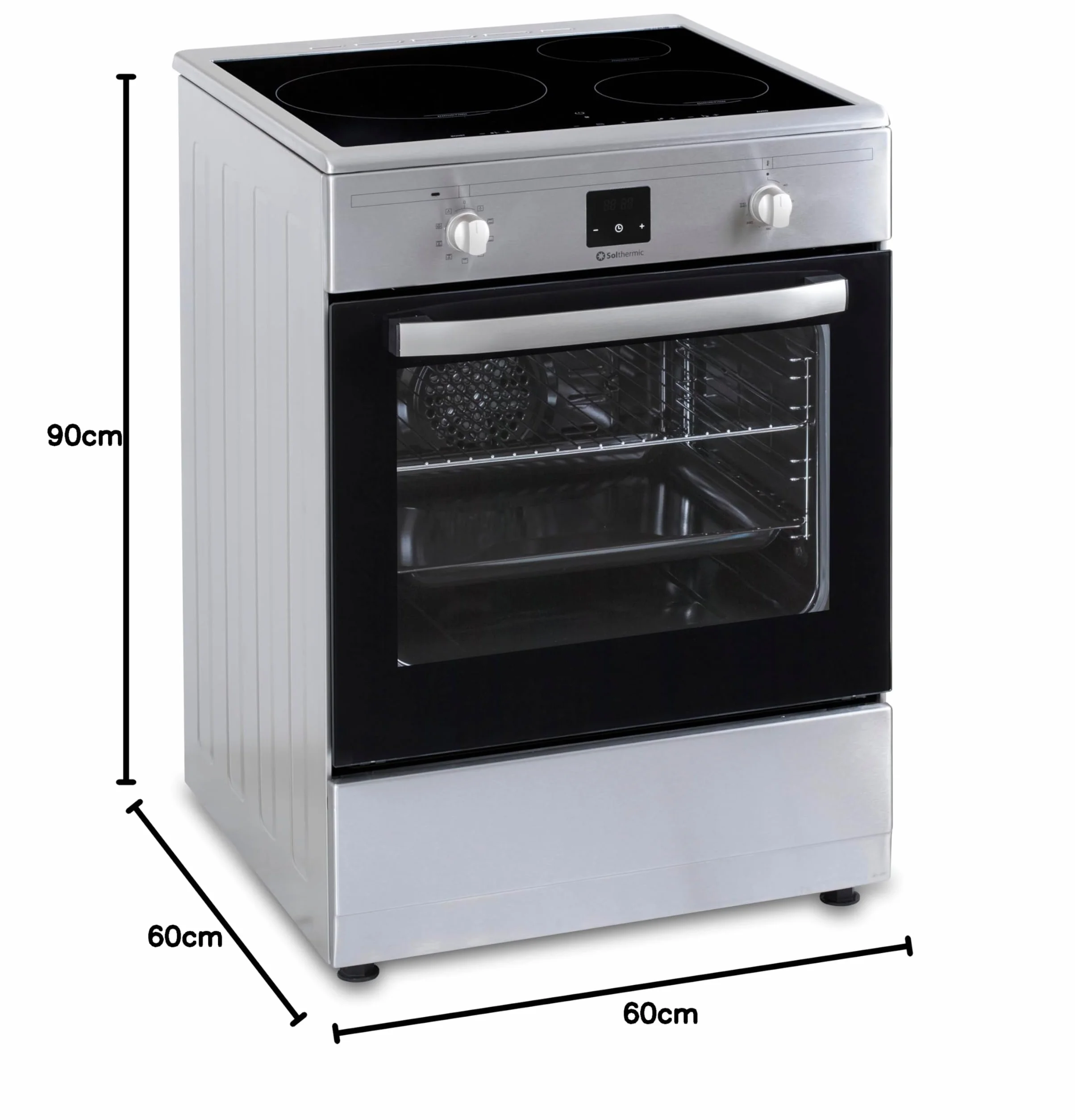 INDUCCION SOLTHERMIC COCINA VTI60 ACERO INOXIDABLE/HORNO GRAN CAPACIDAD CON TURBO 60L / FUNCIONES BOOSTER, ALTA POTENCIA, CALENTAMIENTO RÁPIDO / 3 ZONAS (1 GRAN ZONA) / BAJO CONSUMO (A)