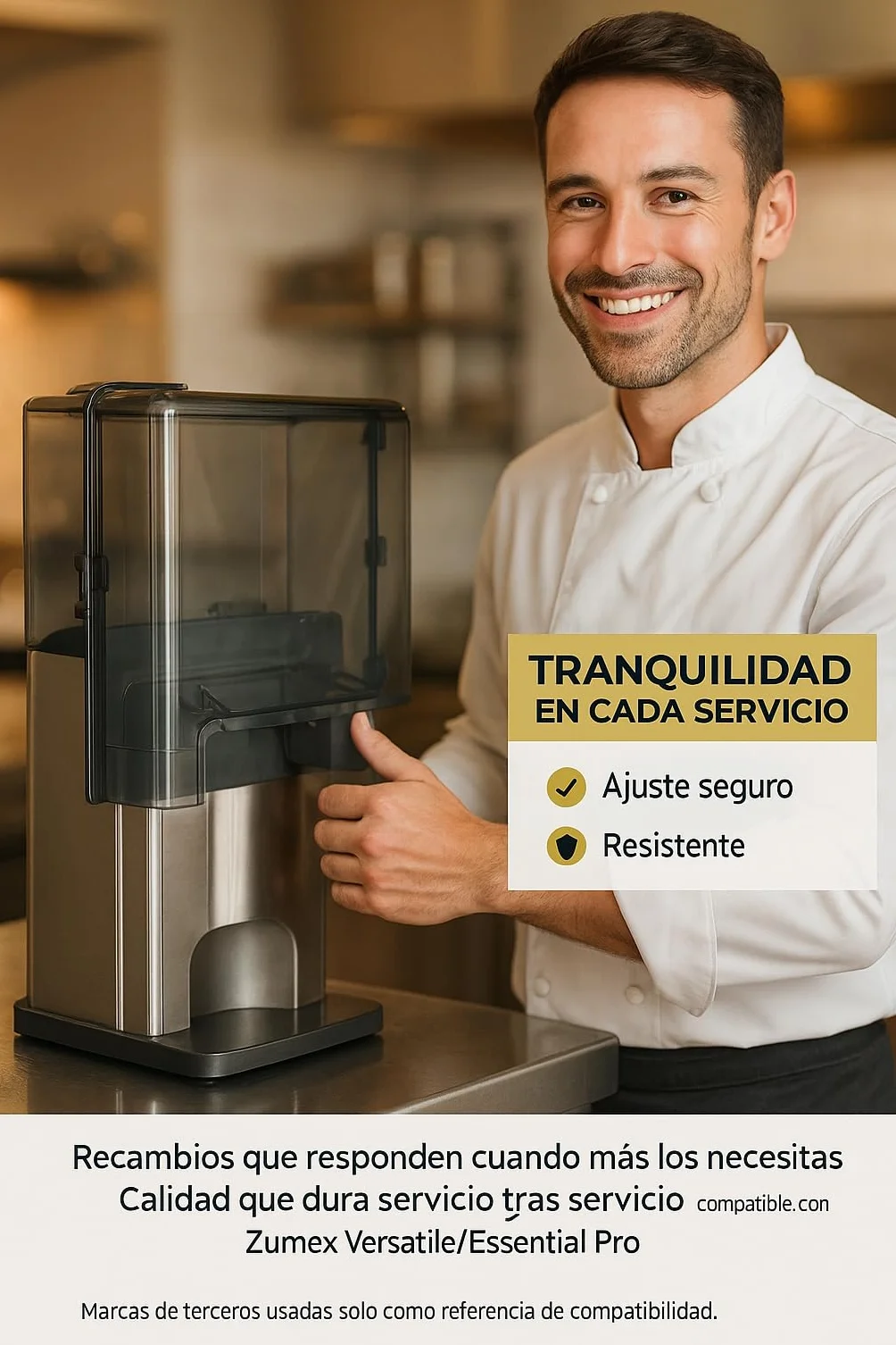 CubetasGastronorm Cubierta Delantera Tapa Frontal Plástico Grafito con Perfil Silicona para Exprimidor compatible Zumex Versatile Essential Pro Ref S3300930:01 450x435 mm Recambio Profesional Original