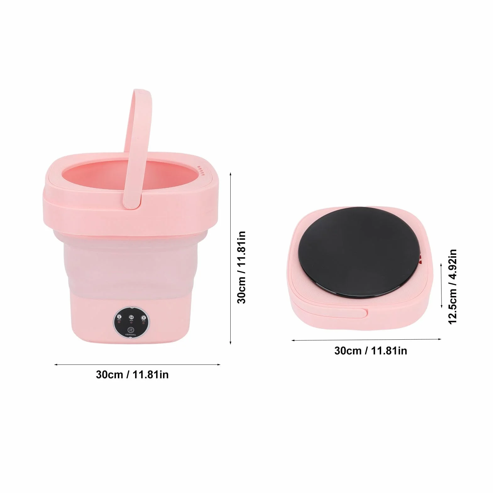 Mini lavadora portátil de 6,5 l, portátil, plegable, portátil, con secadora centrifugadora, suave y cubo para el hogar, dormitorio - enchufe europeo adaptado (rosa)