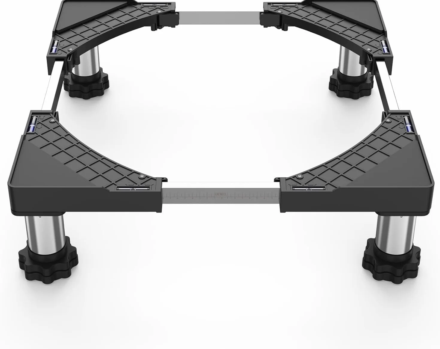 DEWEL Base Lavadora, Soporte Lavadora Secadora Carga 350 kg, Secador de base de lavadora de refrigerador, Base de Lavadora Ajustable de congelador, Ancho 44,5-65cm, Altura 13cm - 17cm(Negro)