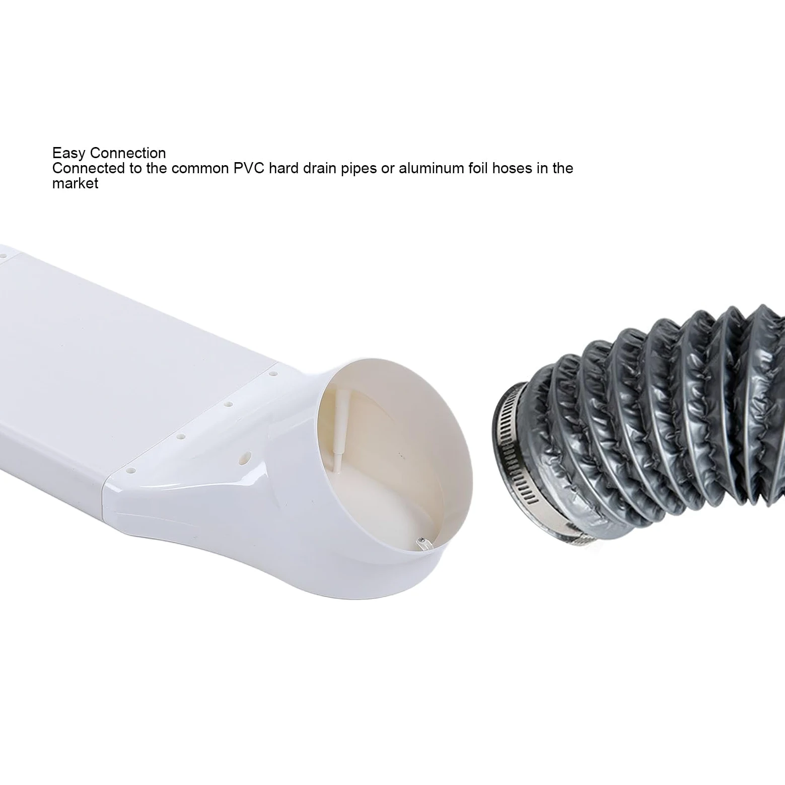 Fafeicy Kit de Transición de Conducto ABS de 200mm, Adaptador Redondo a Plano, Tubo de Cruce de Haz sin Taladro para de Ventilación de Secadora en Lavandería Doméstica
