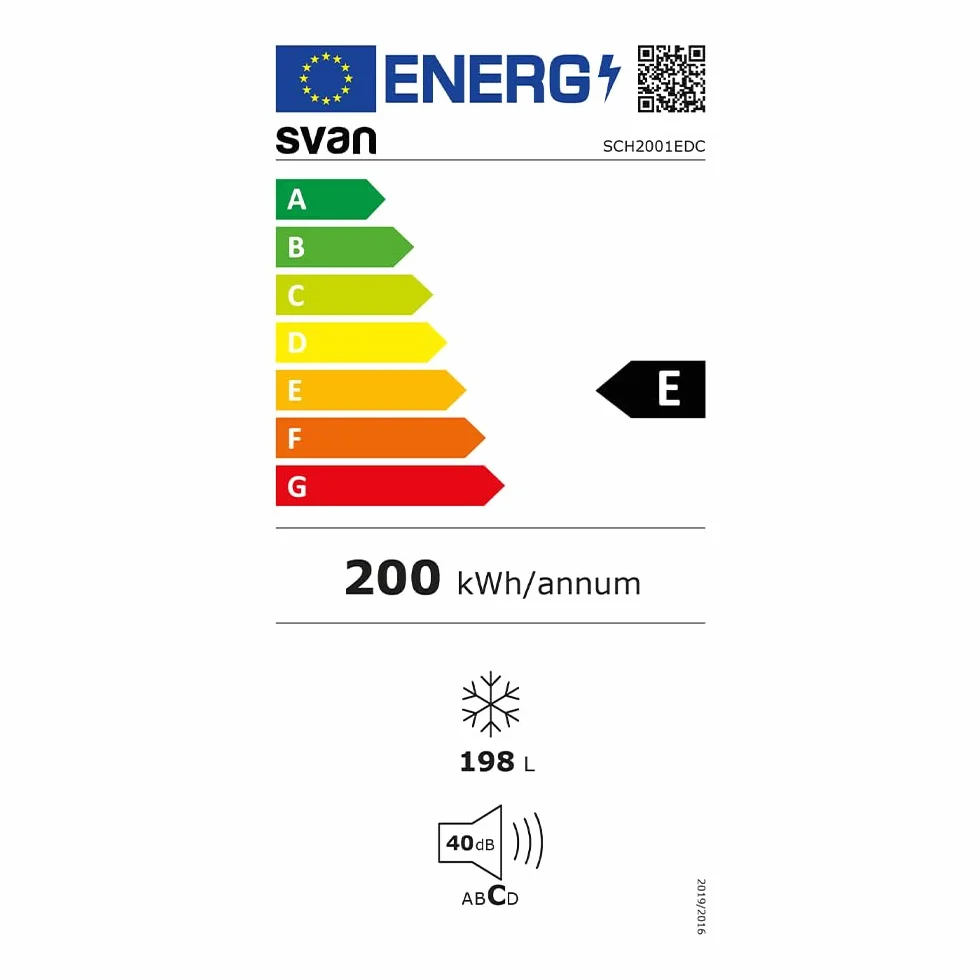 Svan Congelador horizontal Blanco SCH2001EDC. Capacidad 198 Litros, Dual Cooling, 1 Cesta, Bajo nivel Sonoro, Eficiencia Energética Clase E [Clase de eficiencia energética E]