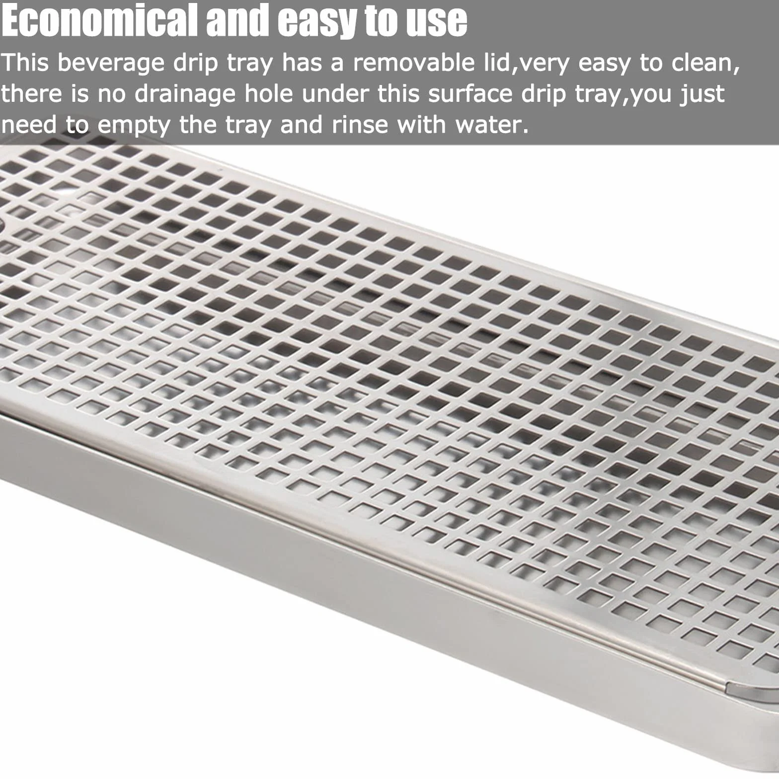 Bandeja de goteo de acero inoxidable para Kegerators, diseño rectangular de montaje en superficie, sin drenaje, ideal para barras del hogar y mini neveras, 40 cm