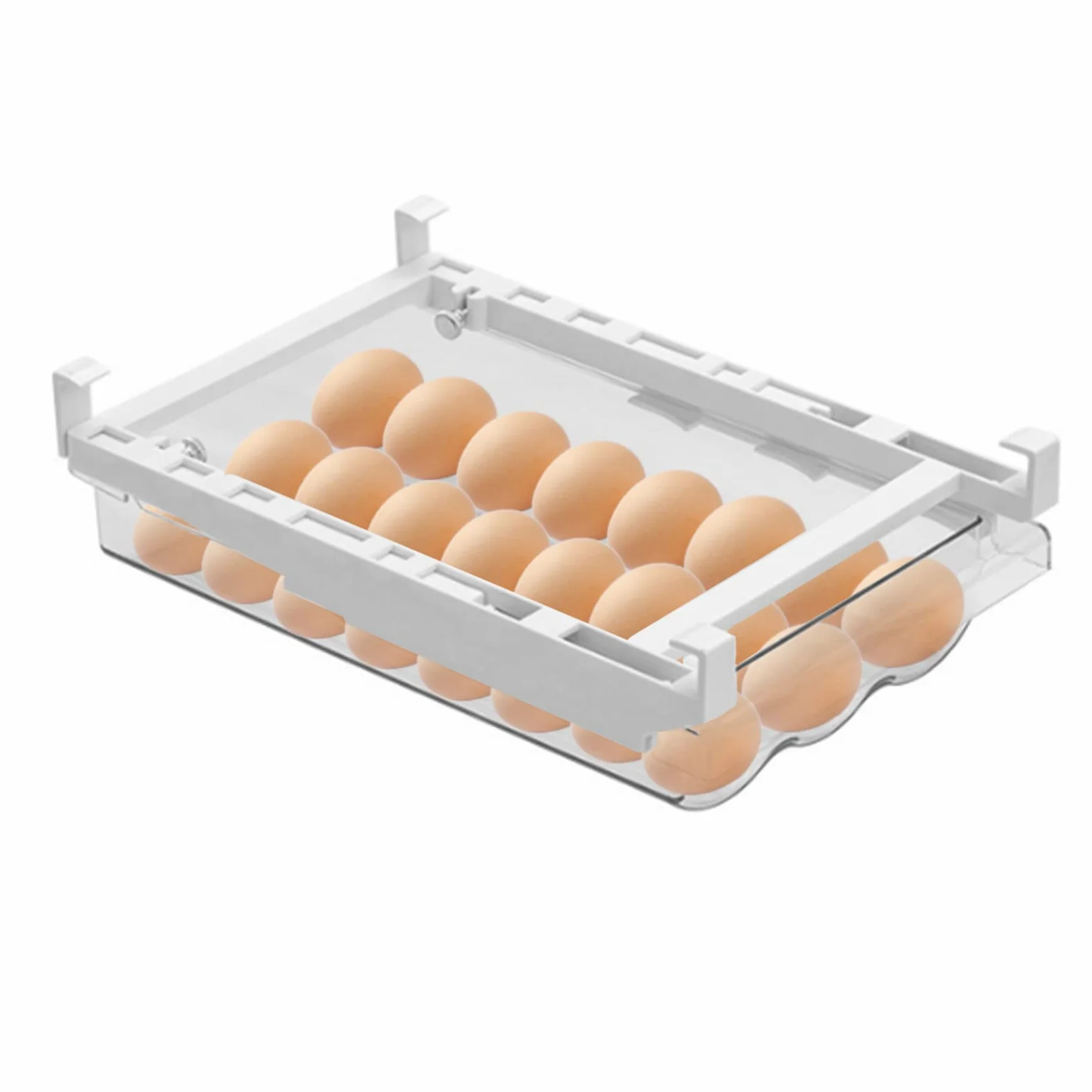 Portahuevos para nevera, mini organizador de cajones para nevera, bandeja de almacenamiento de huevos transparente de plástico transparente
