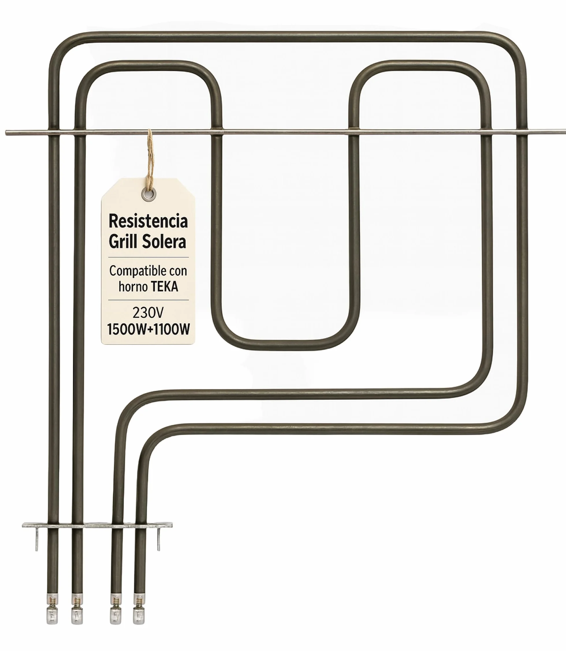 RECAMBIOS DREYMA Resistencia Solera y Grill Horno 1500W 1100W 230V Tubular Acero Montaje Faston Barra Guia Calor Uniforme Instalacion Rapida Compatible con TEKA BOSCH BALAY Repuesto Solido
