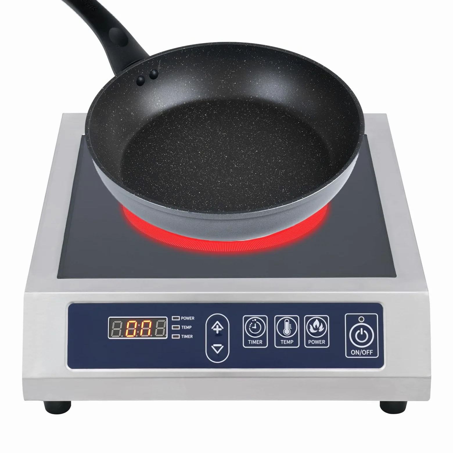 Placa de inducción de 3500 W, placa de inducción individual, placa de inducción, encimera con engranaje de 10 temperaturas, placa de cocina profesional de acero inoxidable con control táctil