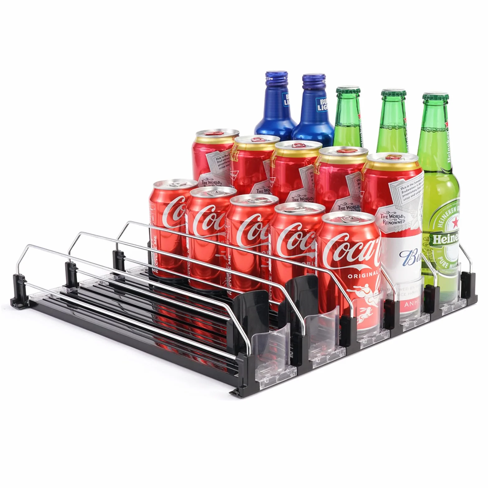 Automático Dispensador Latas Nevera Organizador Latas Frigorífico Refrigerador Cocina Despensa Almacenamiento 25 latas de tamaño estándar de 330ML 440ML 500ML Cerveza Soda Refrescos Bebidas