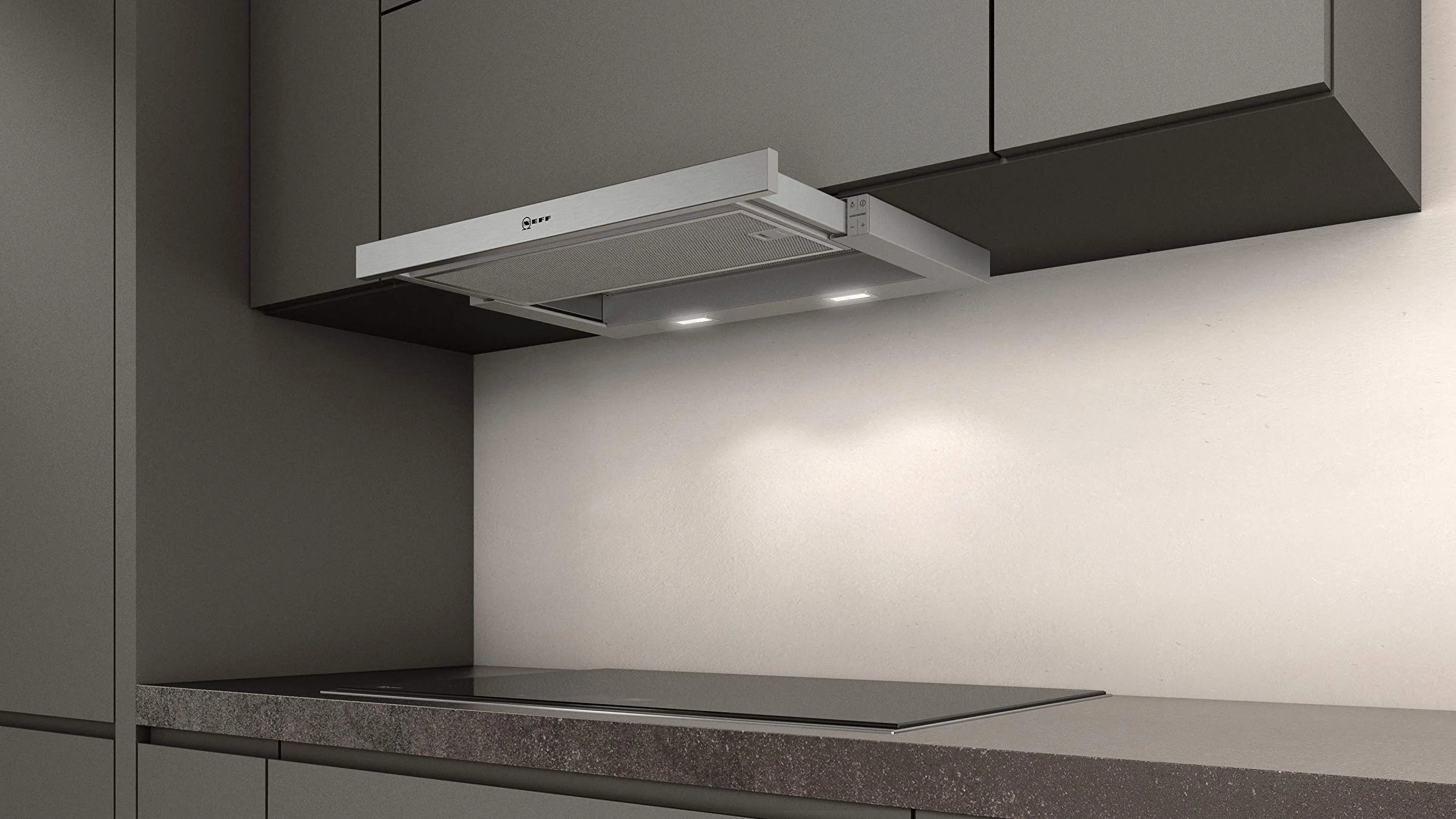 Neff D46ED22X1 - Campana extractora empotrable (N50, 60 cm, salida o recirculación), color plateado