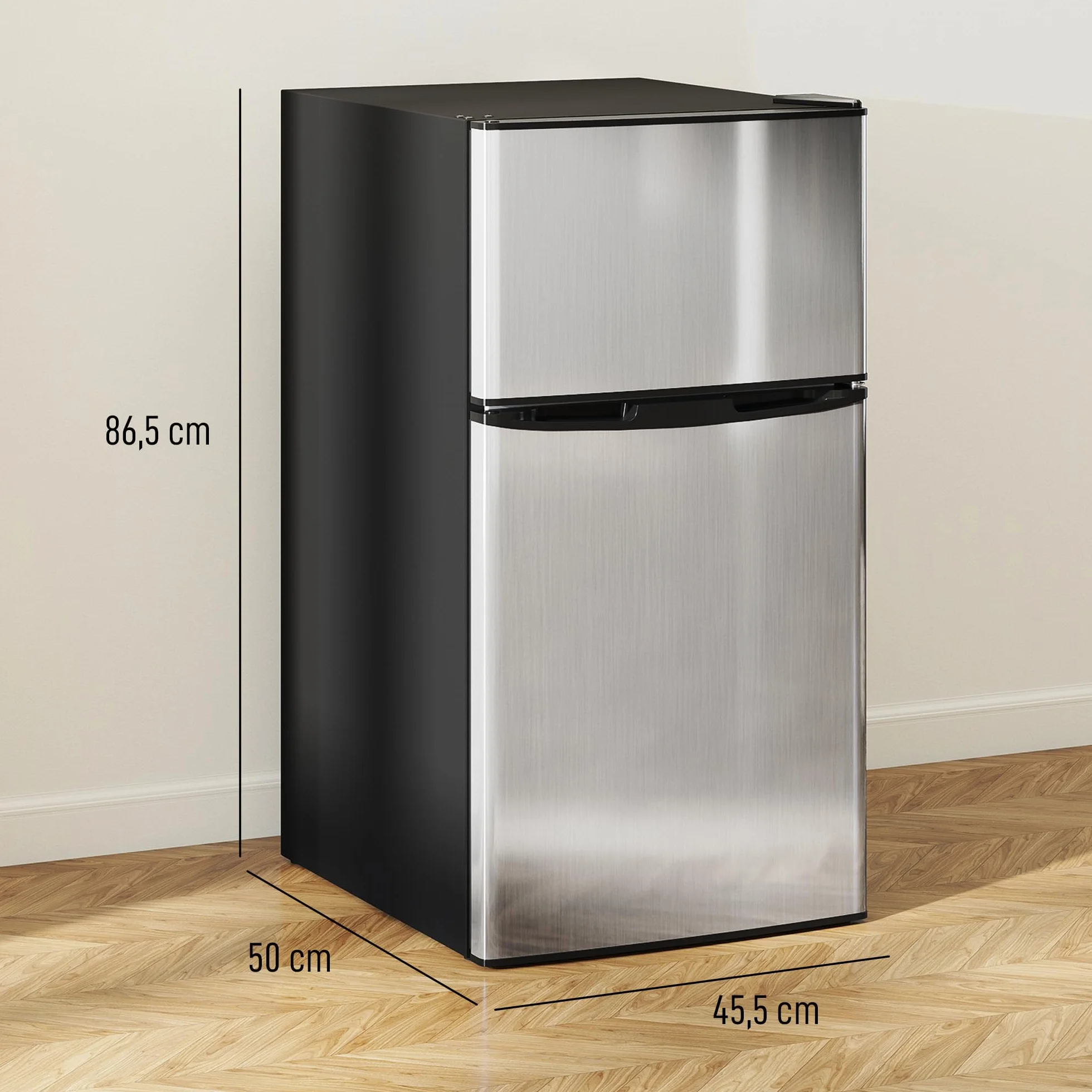 HOMCOM Nevera Pequeña 88 L con Congelador, Mini Frigorífico Silenciosa, Frigorífico Pequeño Bajo Encimera con Temperatura Regulable 5 Niveles, Puerta Reversible y Estantes Ajustables, Negro