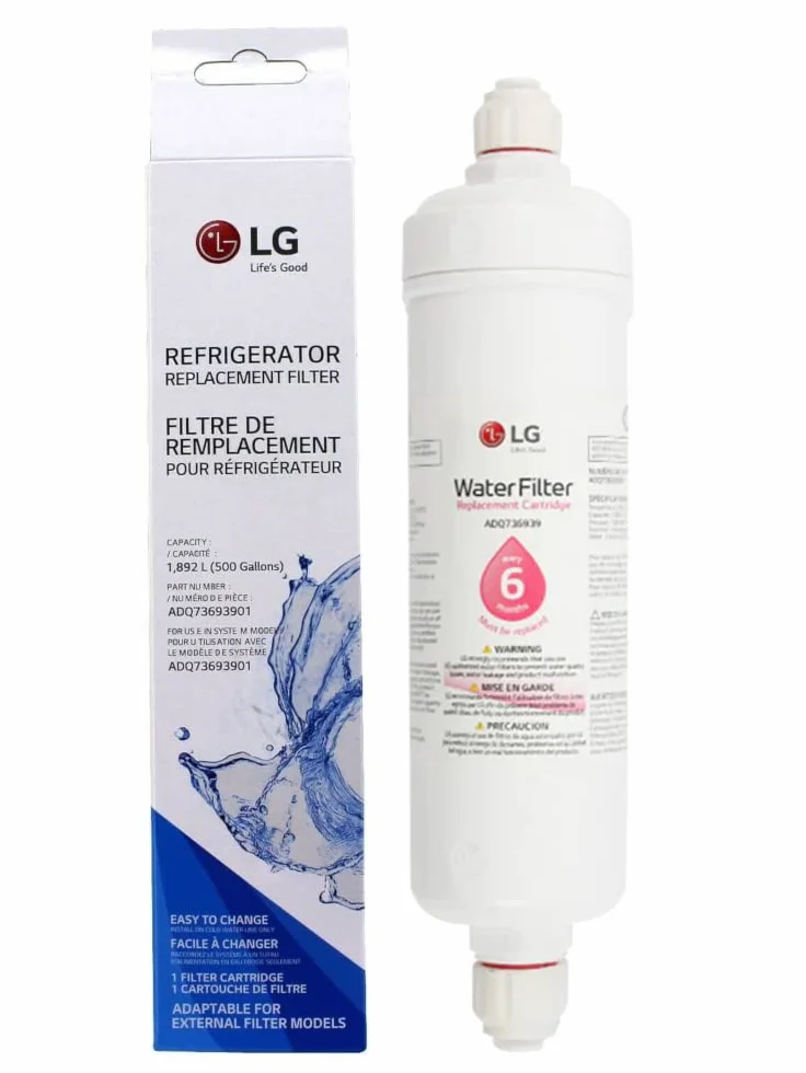 LG ADQ73693901 - Cartucho de filtro de agua de repuesto para refrigerador con ajuste a presión (paquete de 5)