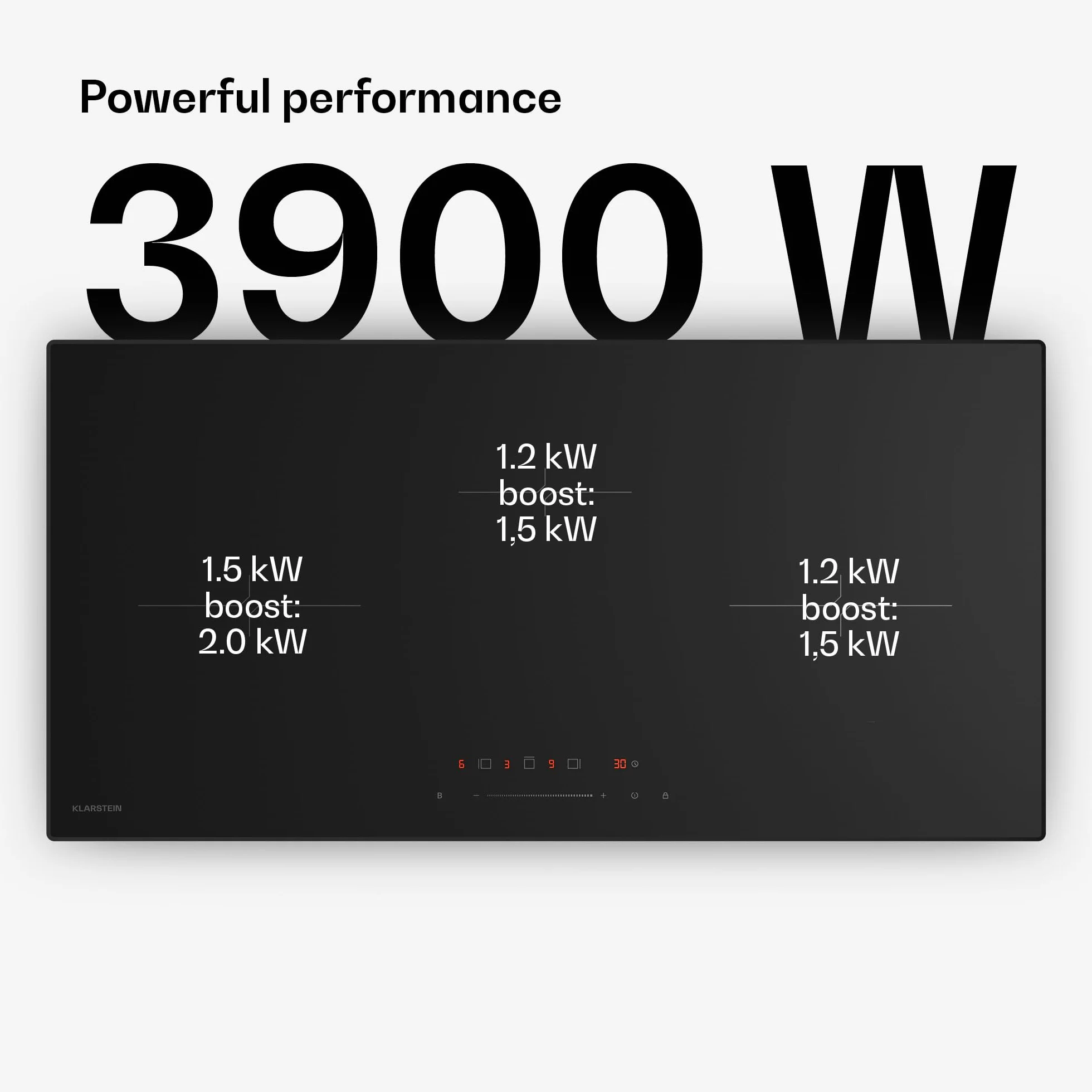 Klarstein Velaire Placa Inducción 80cm - 3 Zonas, 5500W Boost, Control Táctil Deslizante, Temporizador, Bloqueo Infantil, Indicador Calor Residual, Cocina Inducción