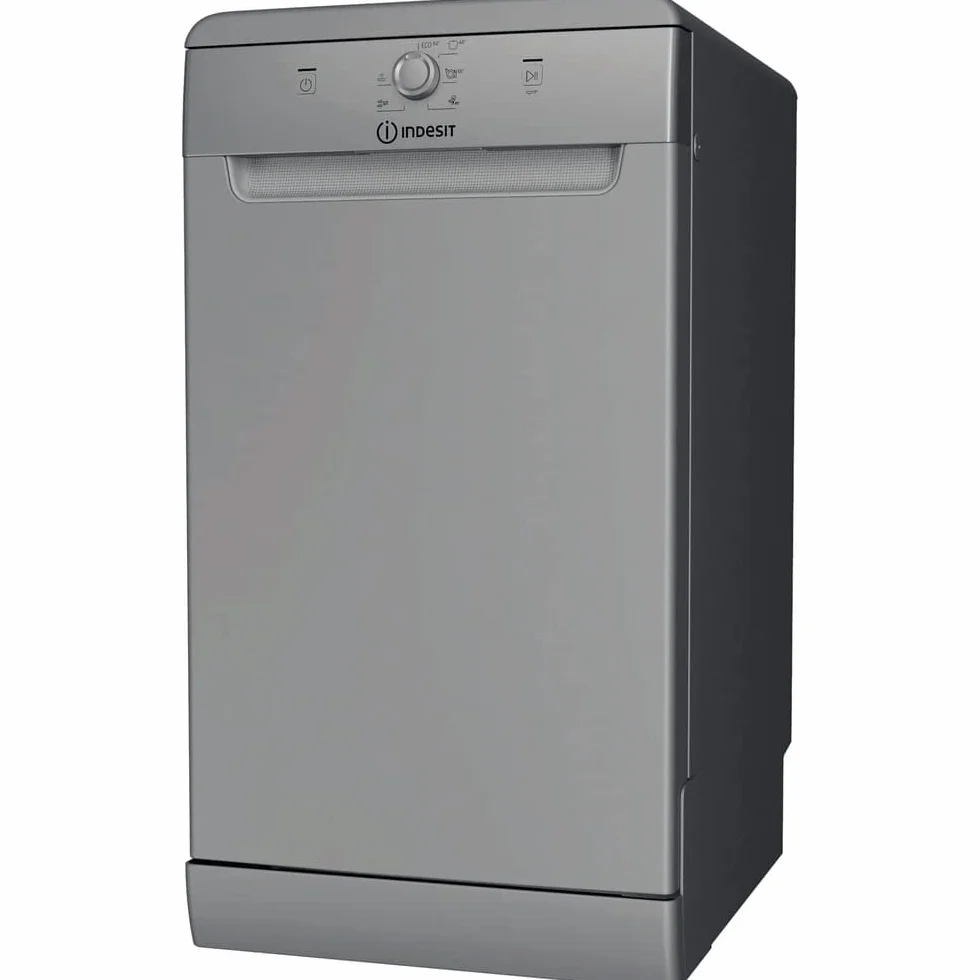 Indesit DSFE 1B10 S lavavajilla Independiente 10 cubiertos A+ - Lavavajillas (Independiente, Plata, Estrecho (45 cm), Plata, Botones, Giratorio, 1,3 m)