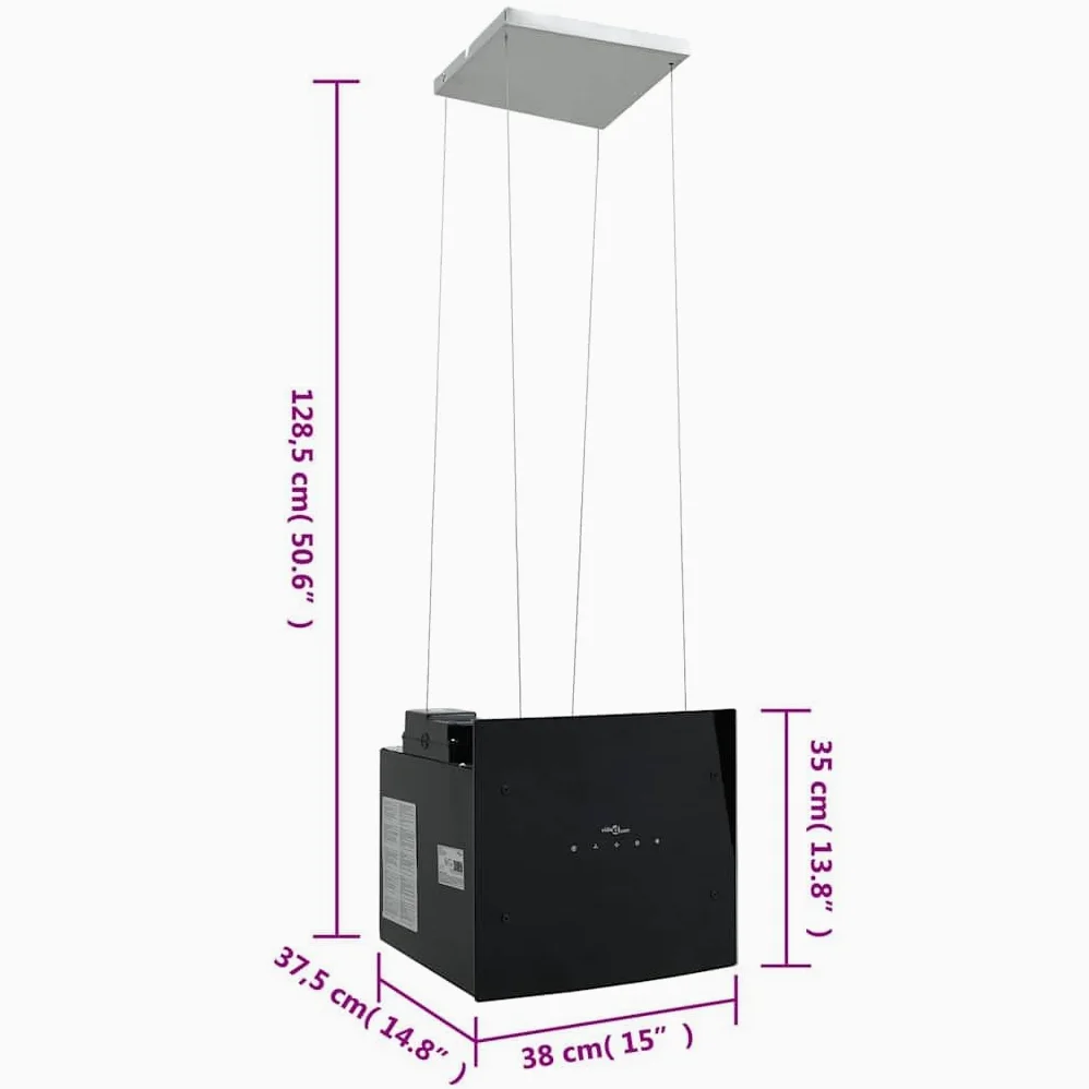 Genérico Campana extractora de Isla Sensor táctil LCD Vidrio Templado, Extractores Negro