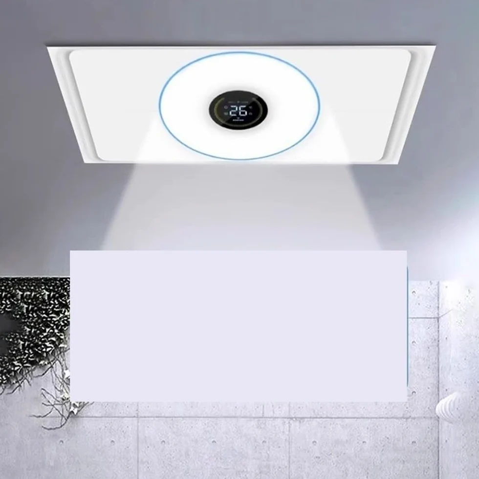 Extractor de aire Ventilador de ventilación delgado de 4 cm con hebilla de aluminio empotrada de 30 x 30 cm for cocina y baño, iluminación silenciosa, extractor 2 en 1 Ventilador de ventilación