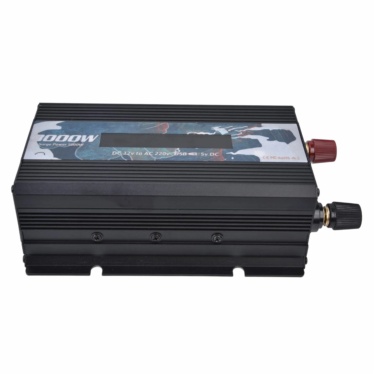 Inversor de Corriente Onda Sinusoidal Pura 300W 12V a 220V Convertidor Potencia Multifuncional para Hogar RV Camión Inversor Eléctrico Batería Energía Solar Inversor Portátil Negro