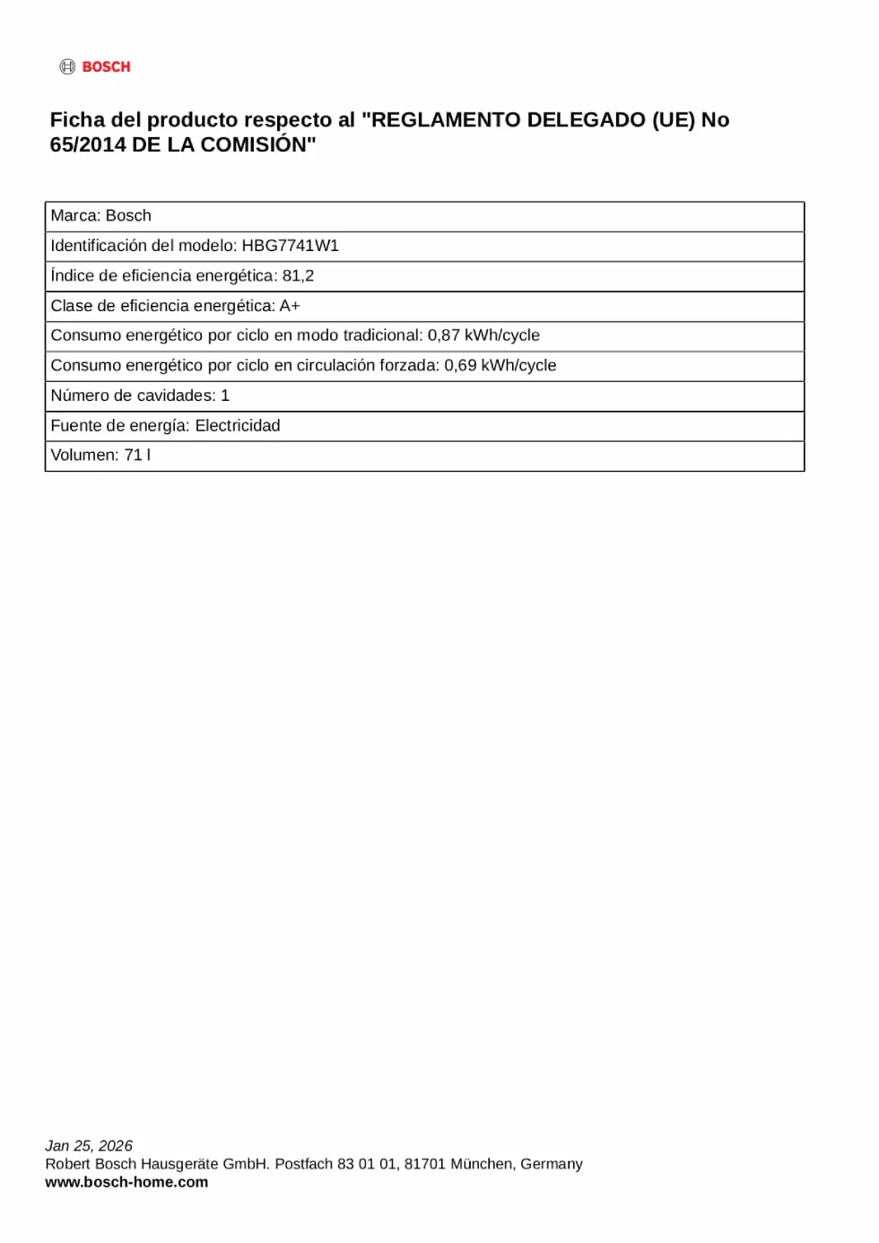 Bosch - Horno Multifunción, 60 cm, Serie 8, Electrónica TFT TouchControl, AirFry, Función Assist, Home Connect, Pirólisis, Blanco, HBG7741W1