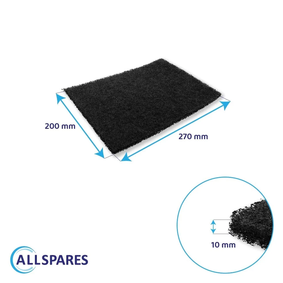AllSpares Filtro de carbón activo para campanas extractoras | Compatible con Airone PCR1, CARMEN, FENICE, LORELEY, RAFFAELLO, ACFCRETT28X20X1002 | 200 x 270 x 10 mm