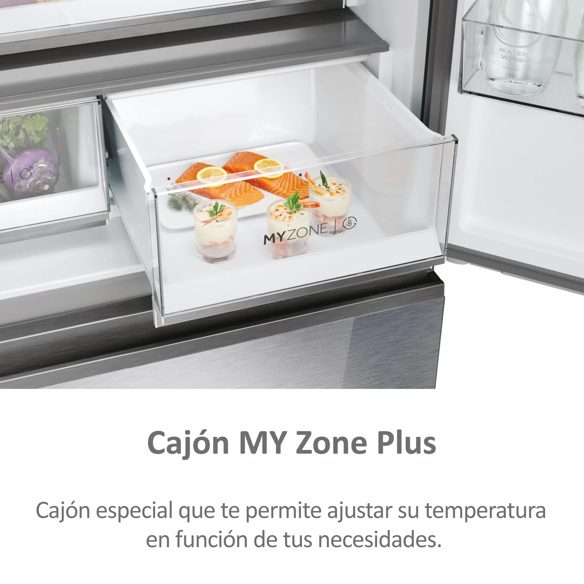 Haier FD 83 Series 7 HFR7819ENGC - Frigorífico Puerta Francesa, 504L, Cajones Direct Access, AirFlow, WIFI, Motor Inverter, Humidity Zone, Total No Frost, Ancho 83cm, Daylight, Glass Inox Look