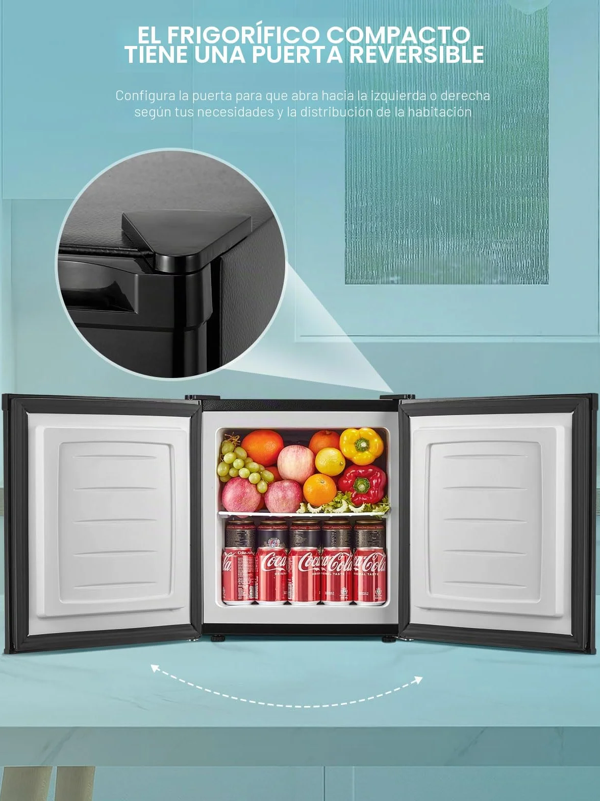 Congelador Vertical 32L 4 Estrellas -22℃ Puerta Reversible Silencioso Ahorro Energético Negro